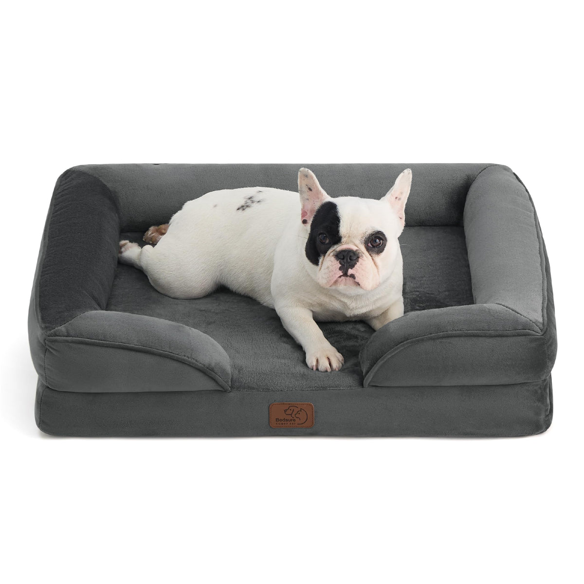 Bedsure Orthopedic Dog Bed Medium Size Dogs - Washable Small Medium Dog Cat Bed Waterproof, Comfort Cats Couch Sofa with Washable Removable Cover, Pets Bed with Nonskid Bottom, Grey, 28"