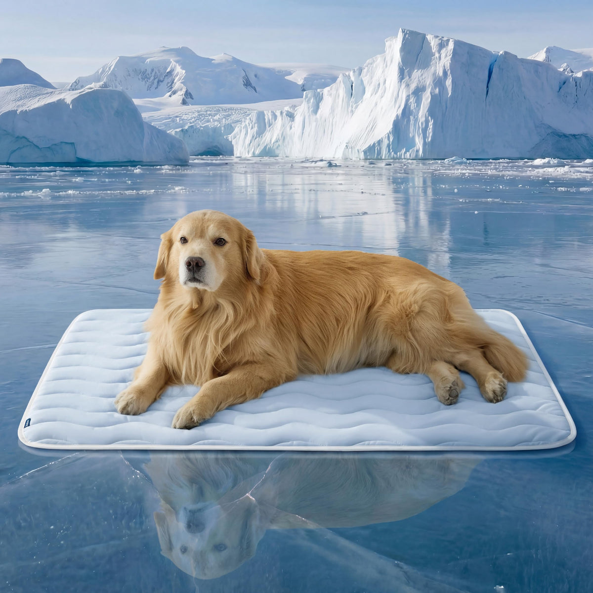 Bedsure Cooling Mat for Large Dogs - Q-Max>0.4 Thin Breathable Cooling Crate Pad Indoor for Pet with Chill Cool Fiber as Cooling Topper，Portable Washable Kennel Mat in Outdoor Summer, 35x23, Blue