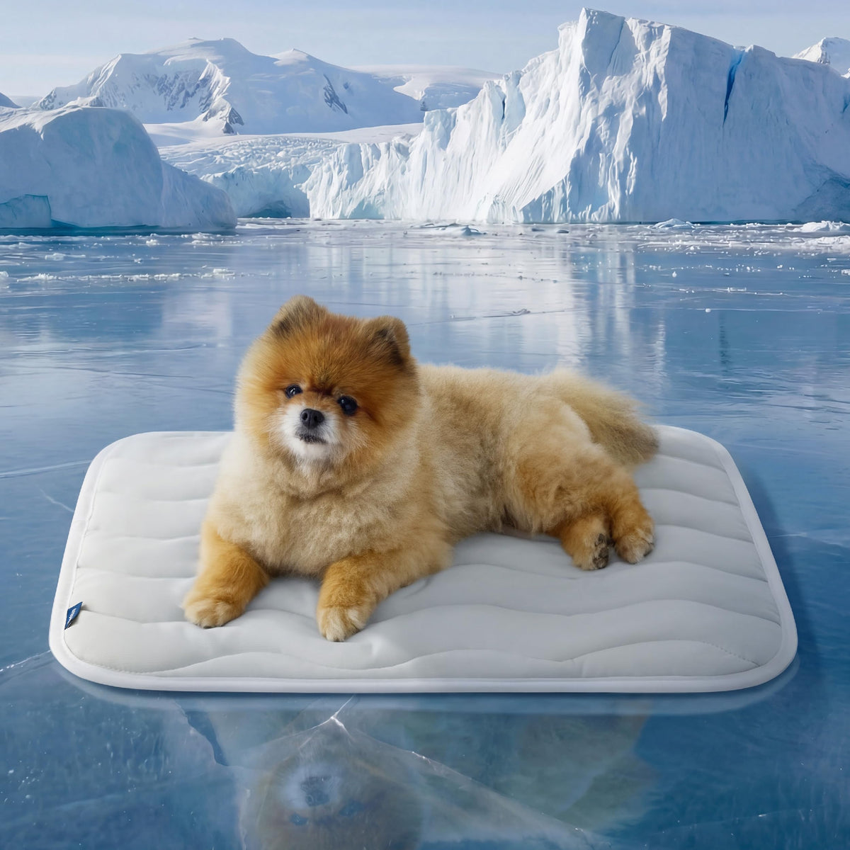 Bedsure Cooling Mat for Large Dogs - Q-Max>0.4 Thin Breathable Cooling Crate Pad Indoor for Pet with Chill Cool Fiber as Cooling Topper，Portable Washable Kennel Mat in Outdoor Summer, 35x23, Blue