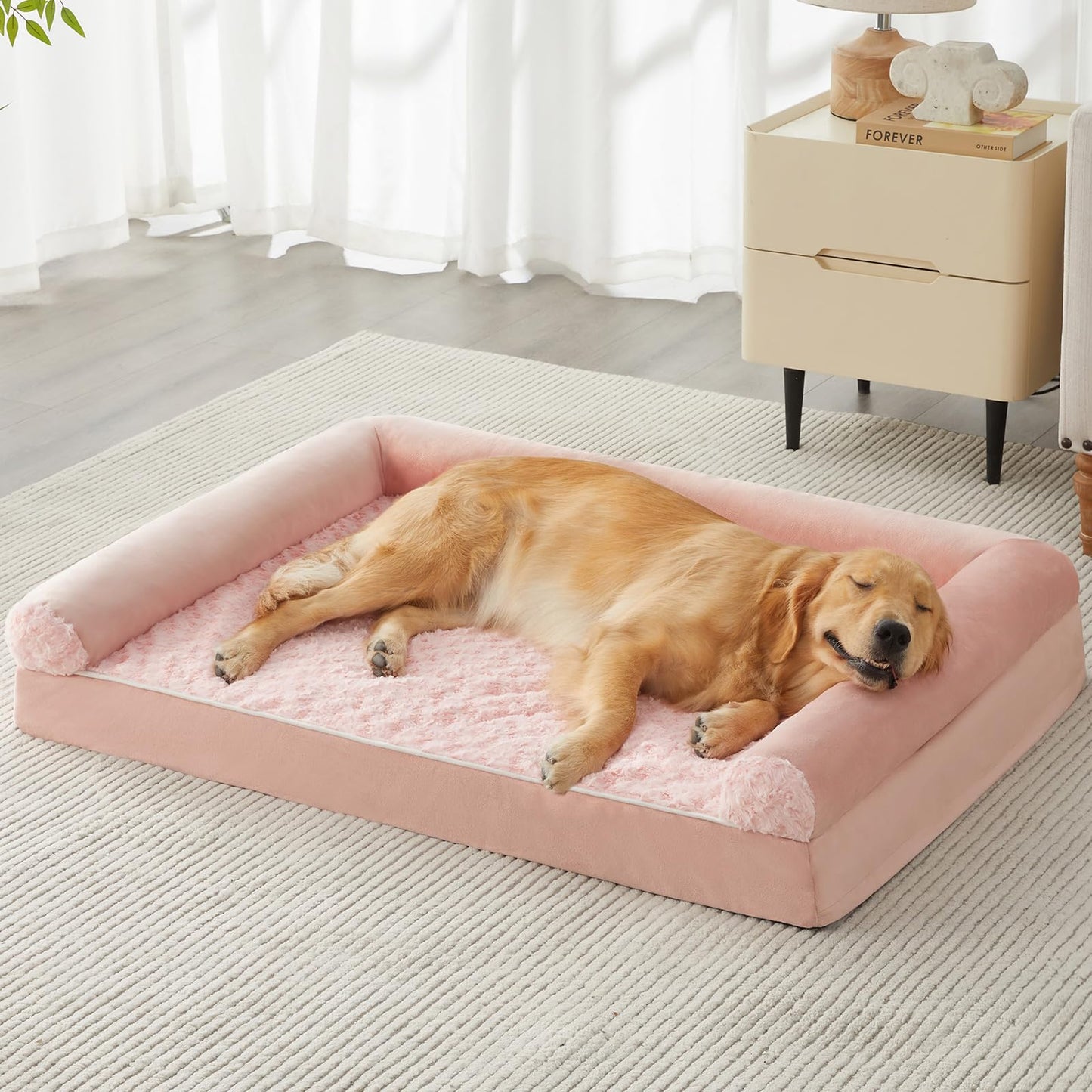 BFPETHOME Orthopedic Washable Dog Beds Large Sized Senior Dog for Comfy Sleeping with Removable Cover, Waterproof Big Soft Pet Couch Bed for Dogs Relax