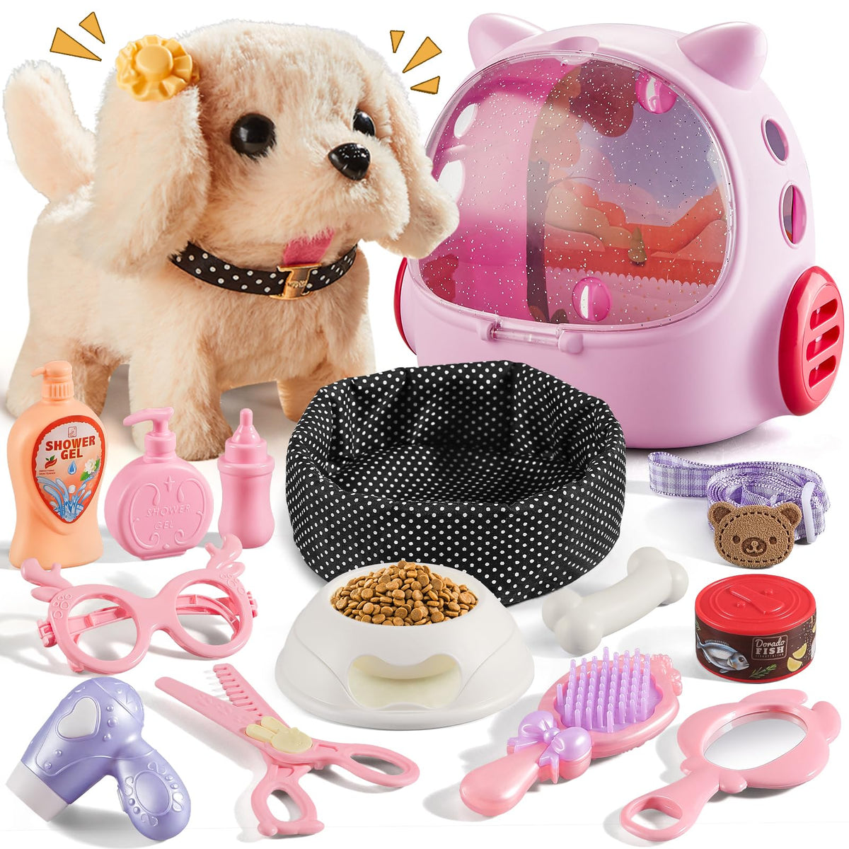 Vanvimen 16 Pcs Robot Dog Toys for Girls, Toys for 3 4 5 6 7 8 Year Old Girls Kids Boys, Realistic Robot Puppy Toddlers Girl Toy for 5-7 6-8, Ideas Birthday Gifts for Girl 3 4 5 6 Year Old