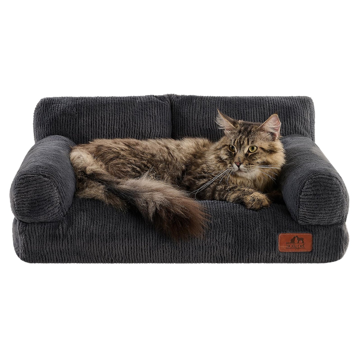 Hollypet Fluffy Dog Cat Bed Pet Couch Beds Plush Soft Warming Washable Puppy Bed for Small Medium Dogs and Large Cats, White, 24" L x 18" W x 10" Th