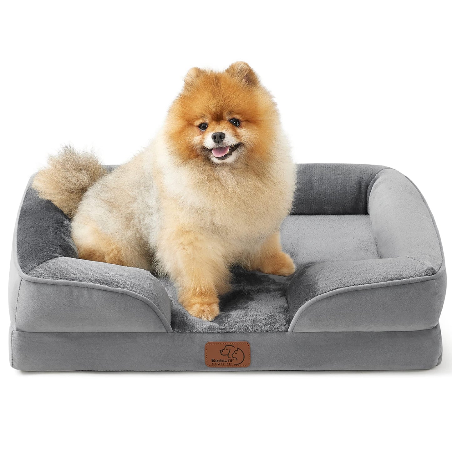 Bedsure Orthopedic Dog Bed Medium Size Dogs - Washable Small Medium Dog Cat Bed Waterproof, Comfort Cats Couch Sofa with Washable Removable Cover, Pets Bed with Nonskid Bottom, Grey, 28"