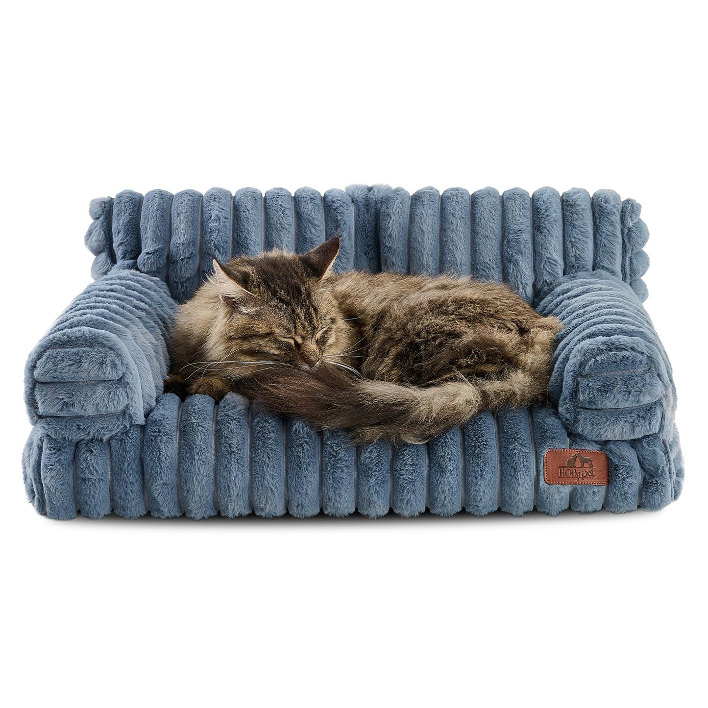 Hollypet Fluffy Dog Cat Bed Pet Couch Beds Plush Soft Warming Washable Puppy Bed for Small Medium Dogs and Large Cats, White, 24" L x 18" W x 10" Th