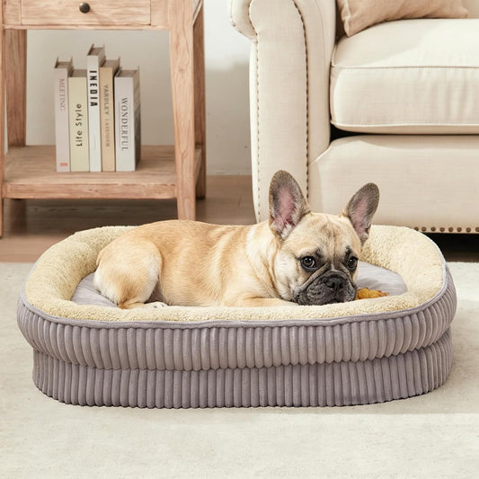 Orthopedic Dog Bed for Medium Dogs Breeds, High Density Egg Crate Foam Dog Sofa Beds,Oval Kennel Bed, Pet Couch Bed with Four Sided Bolster, Removable Washable Cover& Non-Slip Bottom