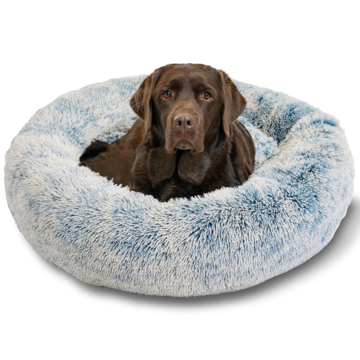 Best Friends by Sheri The Original Calming Donut Dog Bed for Small Dogs up to 25 lbs, Shag Faux Fur, Frost Gray, 23" x 23"