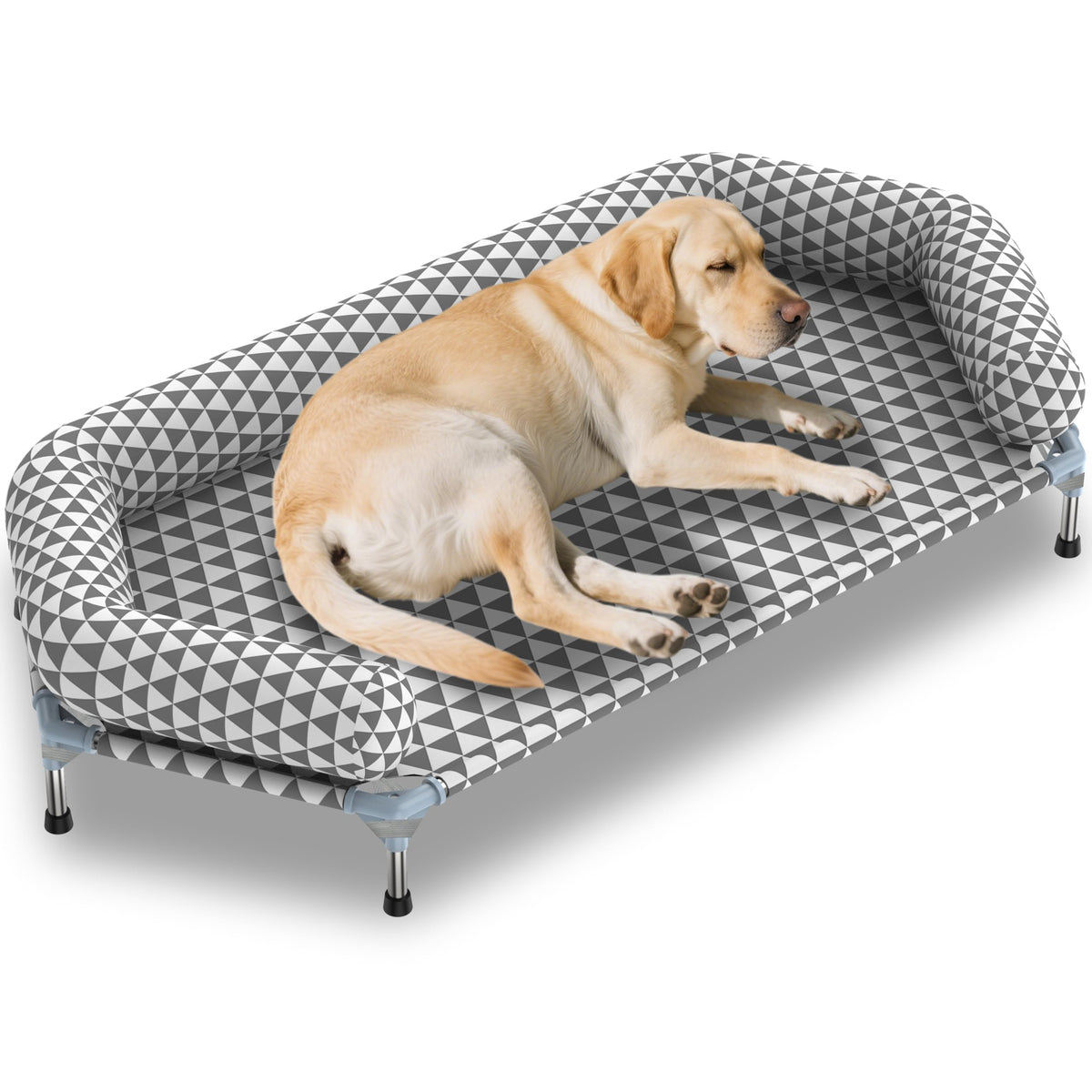 Kuntrust Elevated Outdoor Dog Bed Updated Raised Pet Cot Cooling Puppy Bed Lifted Dog Bed for Small Pets|Indoor Detachable Raised Dog Bed with Non-Slip Feet,Double-layer Cloth(S)