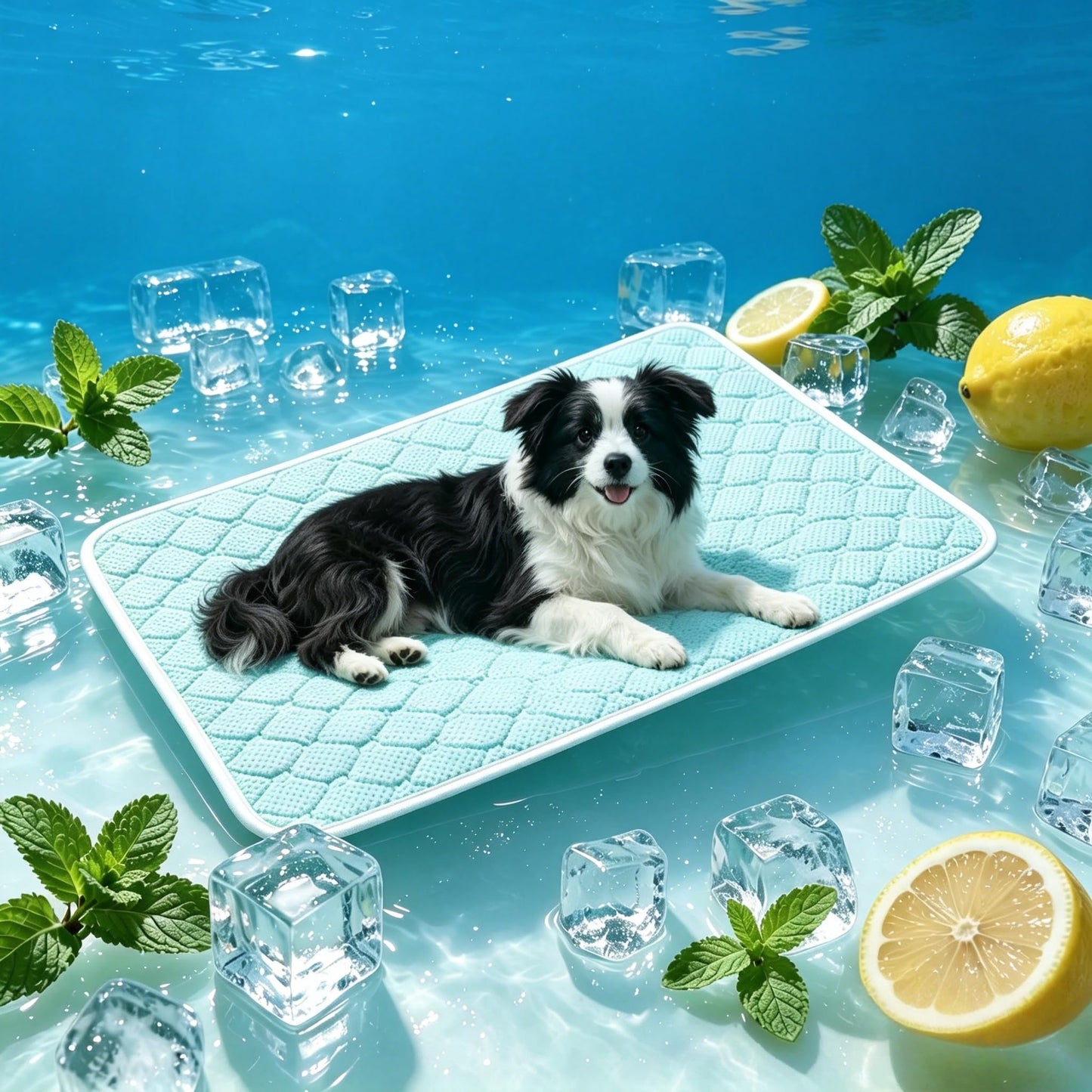 Pet Cooling Mat Scratch Resistant QMAX>0.5 Instant 6-12°F Drop No Water or Electricity Needed Self Cooling Crate Mat for Bed, Floor, Car Travel Indoor Outdoor Summer Use Light Blue 24" x 18"
