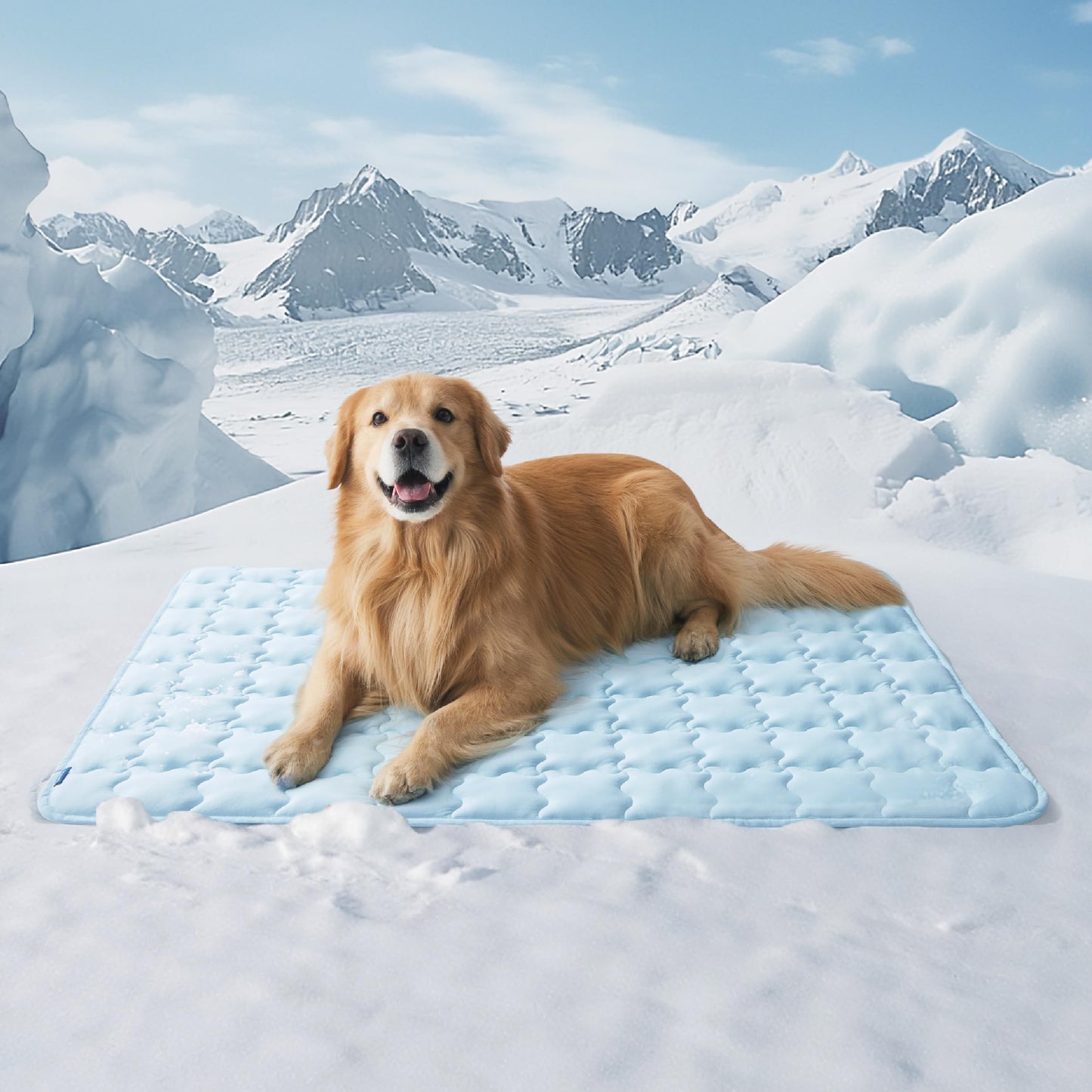 Bedsure Cooling Dog Mat Extra Large, Q-Max>0.5 XL Thin Breathable Cold Crate Pad for Pet, Portable Washable Kennel Bed for Summer Active Dog with Chill Soothing Fabric to Rapid Cooling, 41x28, Blue