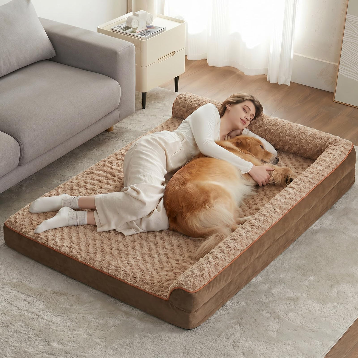 BFPETHOME Orthopedic Dog Beds for Large Dogs-Waterproof Sofa Dog Bed with Removable Washable Cover, Big Pet Bed with Waterproof Lining and Nonskid Bottom,Pet Bed for Large Dogs