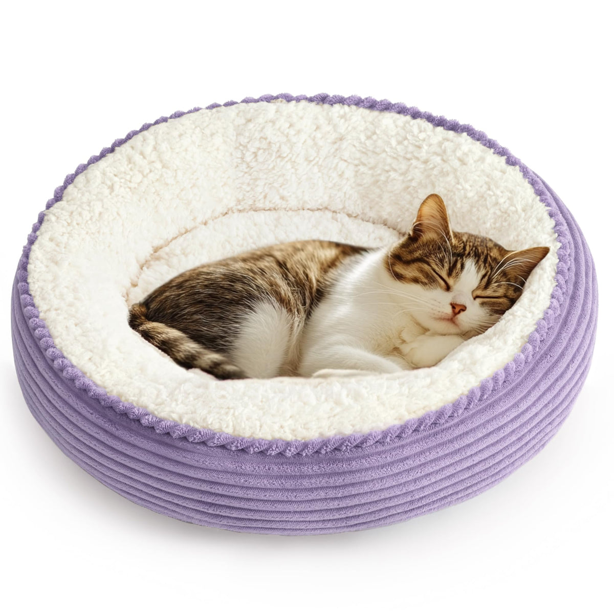 Love's cabin Round Donut Cat and Dog Cushion Bed, 20in Bed for Cats or Small Dogs, Anti-Slip & Water-Resistant Bottom, Super Soft Durable Fabric Pet Beds, Washable Luxury Cat & Dog Bed Gray