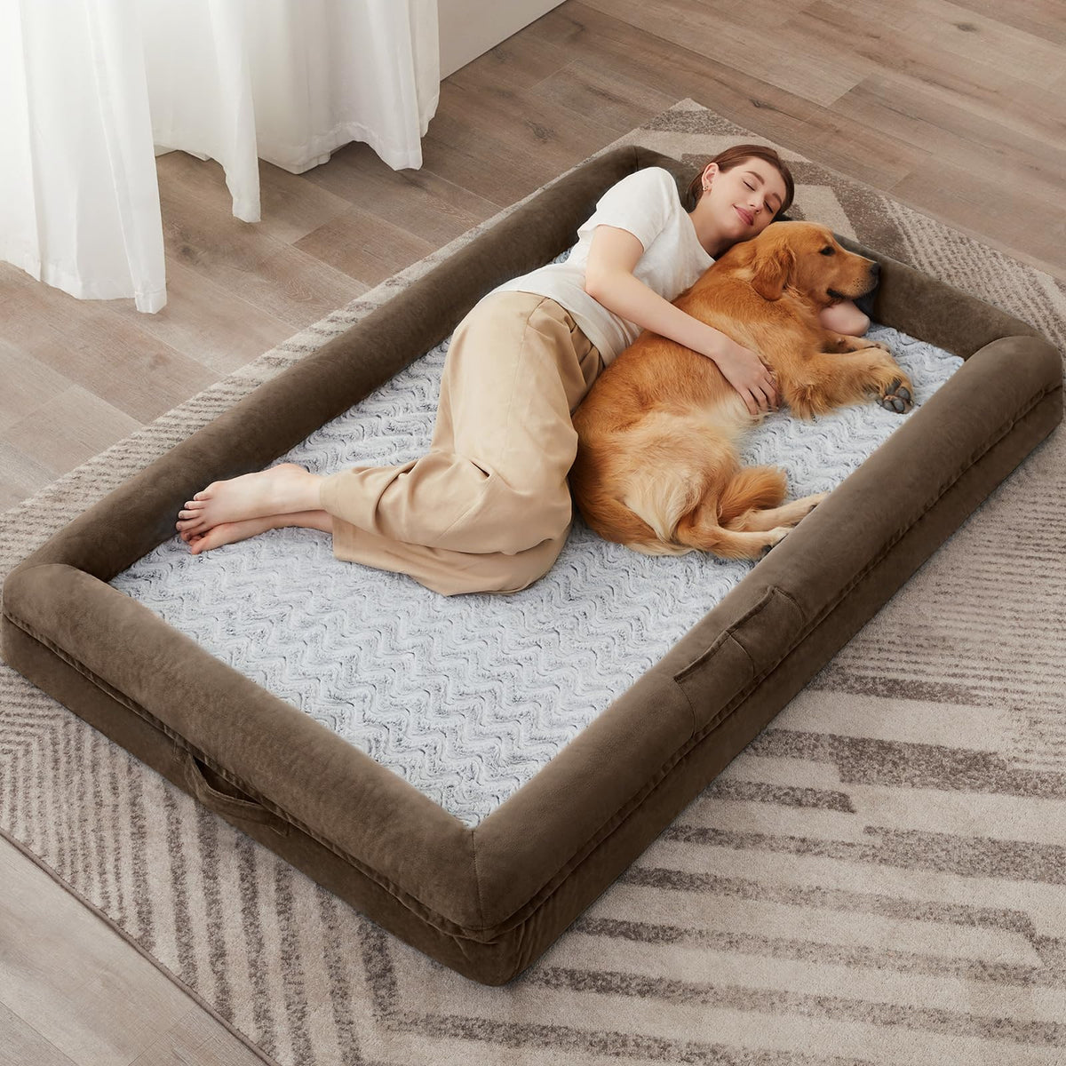 WNPETHOME XL Extra Large Dog Bed, Washable Dog Couch with Removable Waterproof Cover, Orthopedic Large Pet Sofa Bed with Bolster Sides for Sleeping