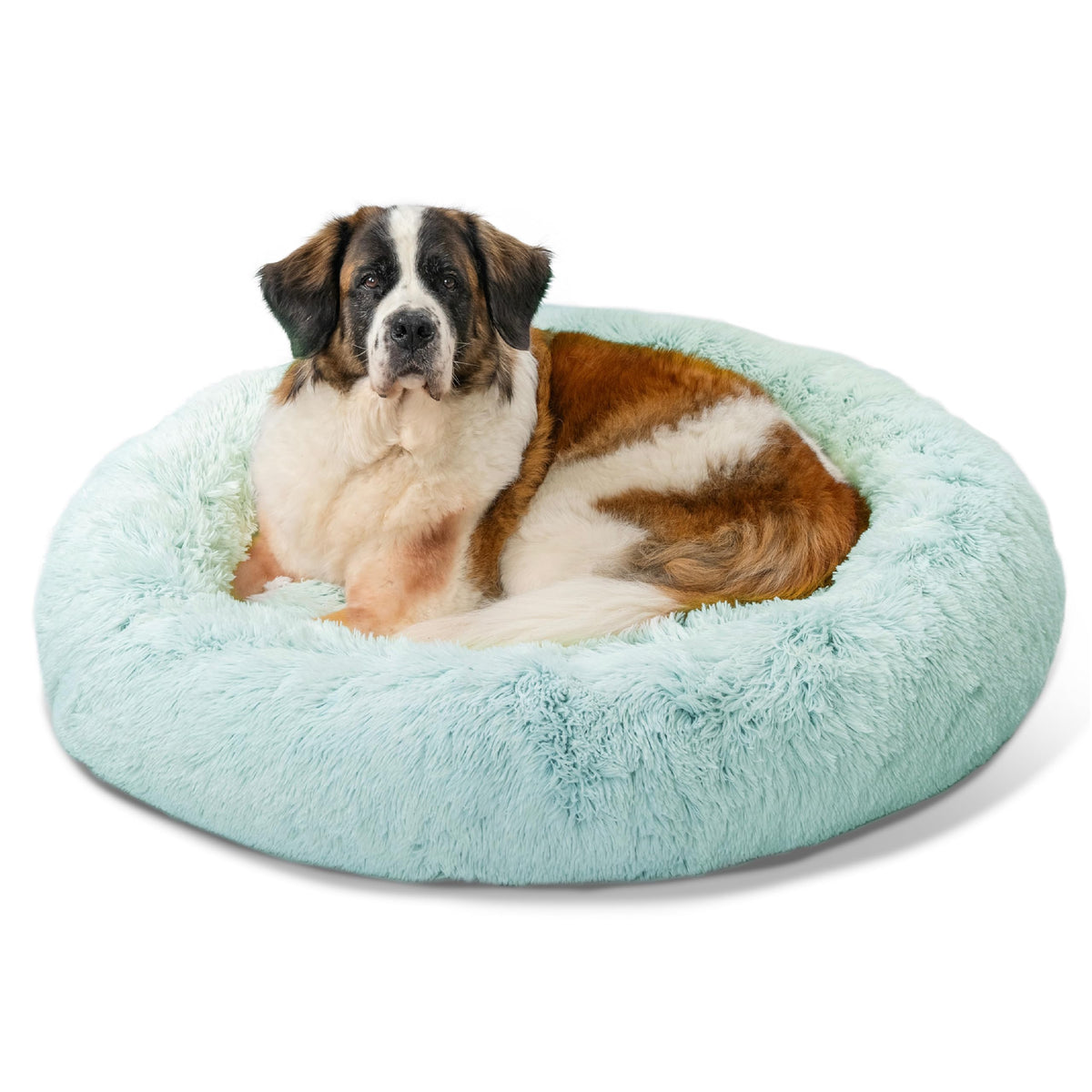 Best Friends by Sheri The Original Calming Donut Dog Bed for Small Dogs up to 25 lbs, Shag Faux Fur, Frost Gray, 23" x 23"