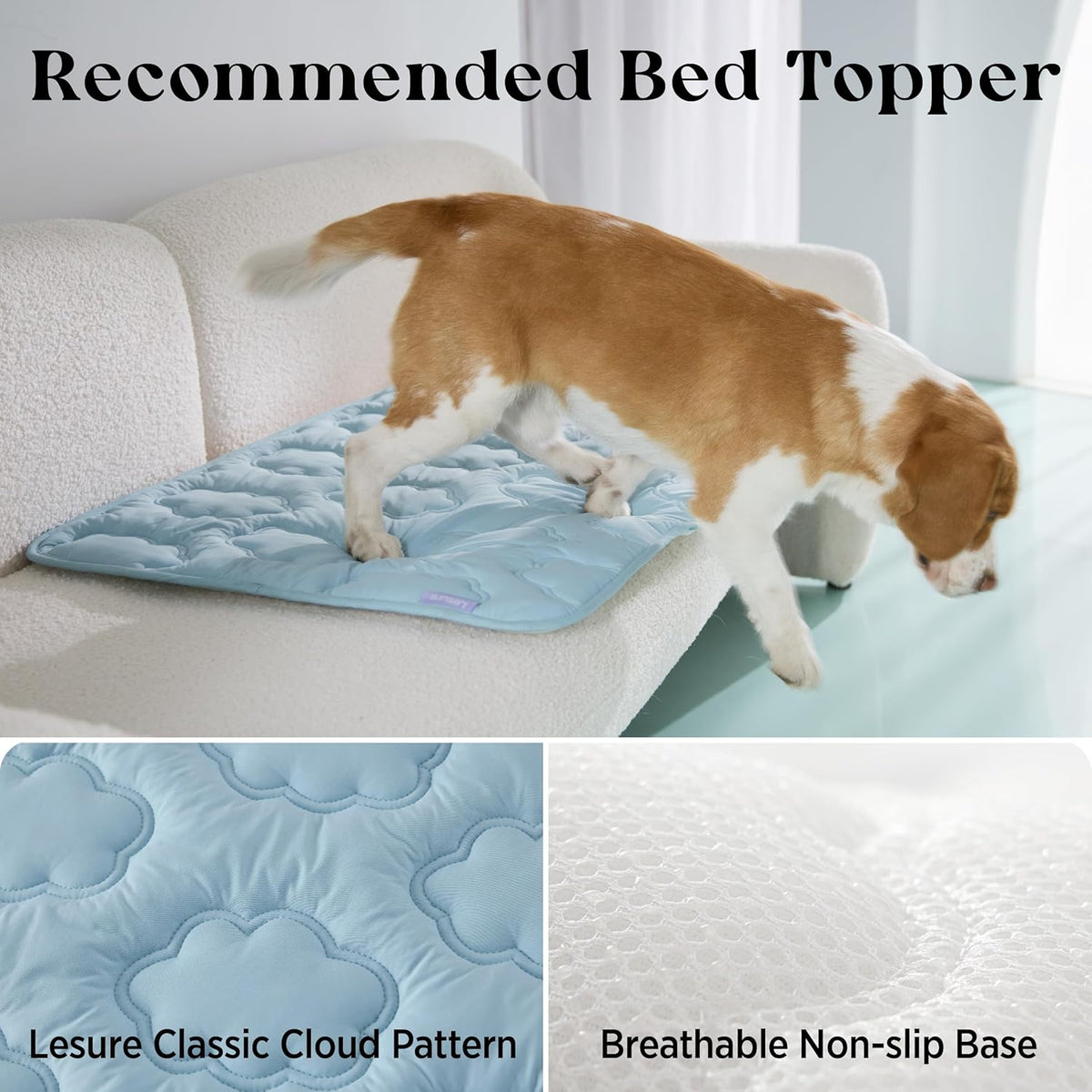 LE SURE Dog Cooling Mat for Extra Large Dogs -Q-Max>0.5 XL Breathable Thin Cool Crate Pad with Chill Cold Fiber and Innovative Mesh Base Design, Portable Washable Pet Kennel Mat for Summer,44x30,Blue