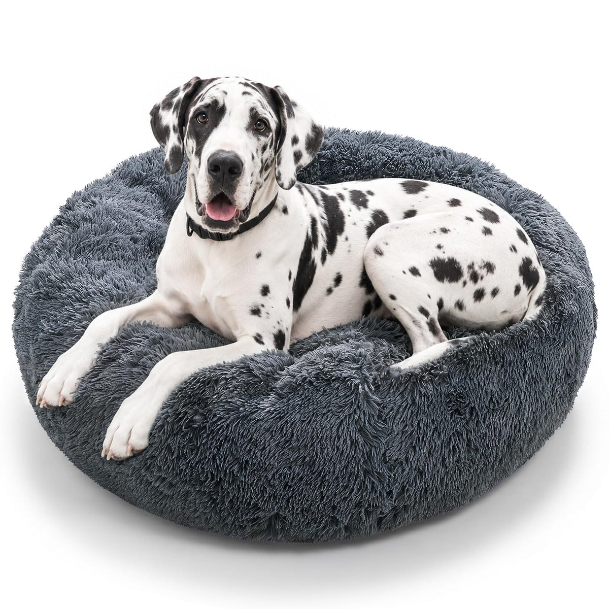 JOLLYVOGUE Small Dog Bed, Calming Soft Anti-Anxiety Donut Cat Bed, Washable Round Fluffy Cushion for Small and Medium Pets (20")