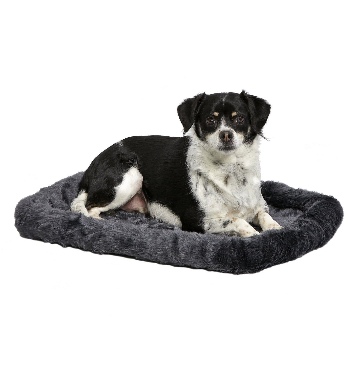 MidWest Homes for Pets QuietTime XXS Dog Bed - Gray Faux Fur Bolster, Ultra-Soft and Machine Washable, Fits 18-Inch Crates and Carriers, for Small Dogs and Cats