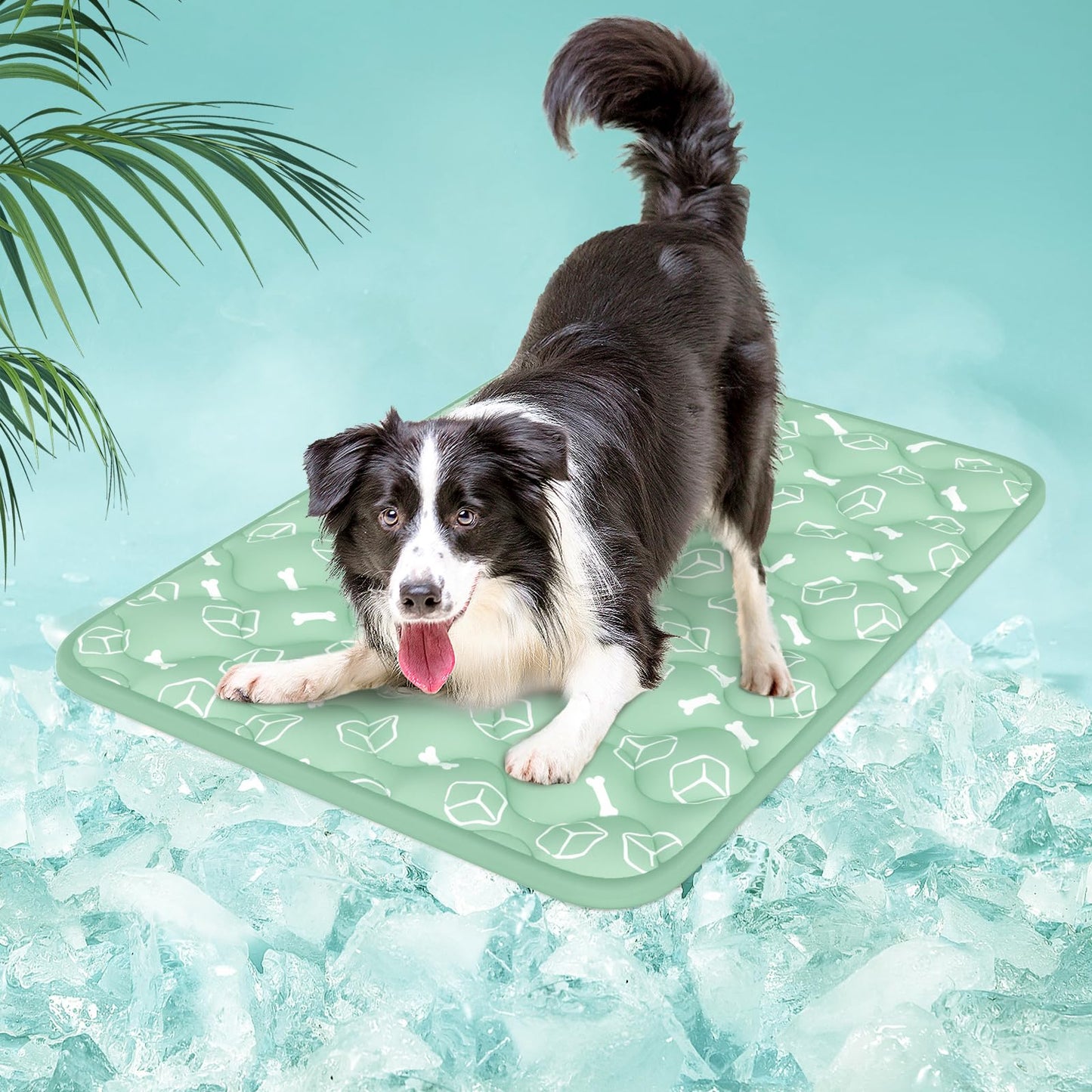 Rywell Dog Cooling Mat 2.0, Ocean Blue,44" x 32" Thick & Durable Cooling Mat for Extra Large Dogs, Long-Lasting Cool with Waterproof & Color-Changing Arc-Chill Tech (Q-Max>0.5) Washable& Non-Toxic