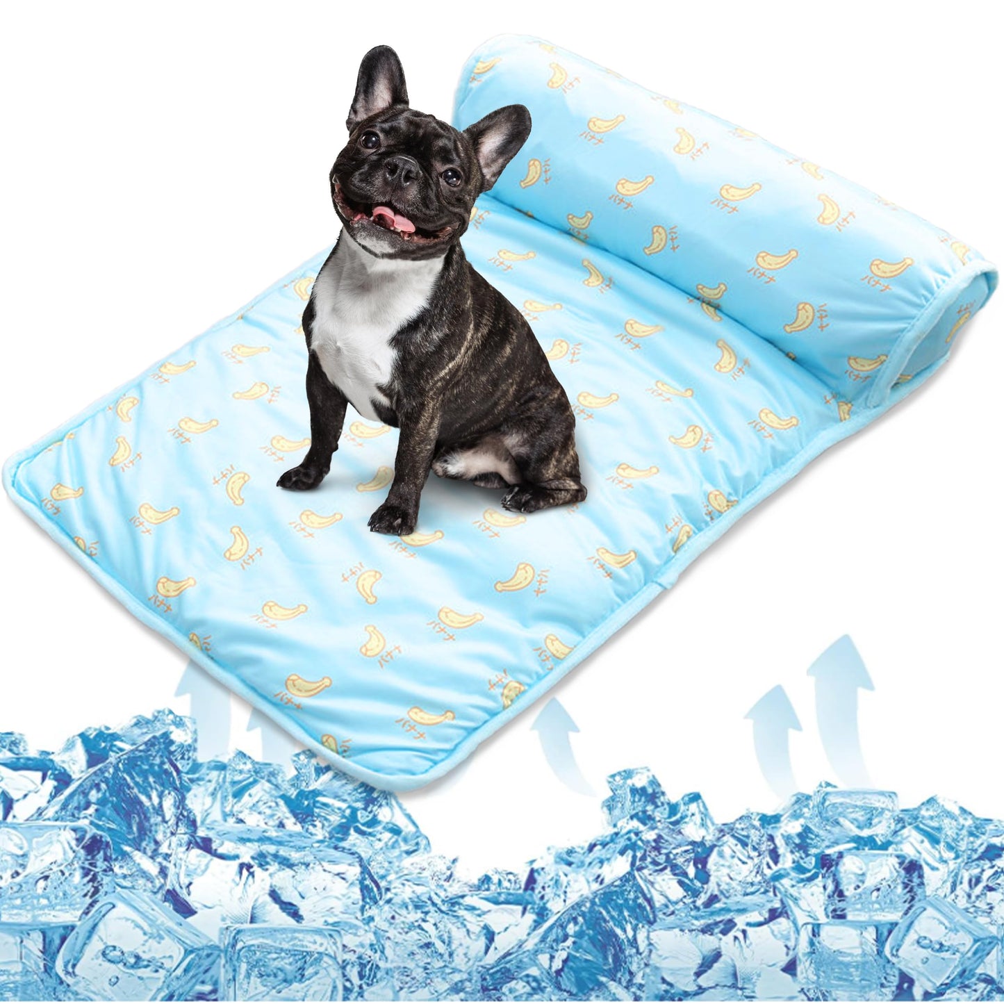 PUMYPOREITY Cooling Dog Bed, Pet Cooling Mat with Pillow, Ice Silk Cooling Dog Blanket, Self Cooling Pad for Cat,Dog, Washable Summer Pet Mat for Kennel, Crates, Sofa, Floor, Pink, S
