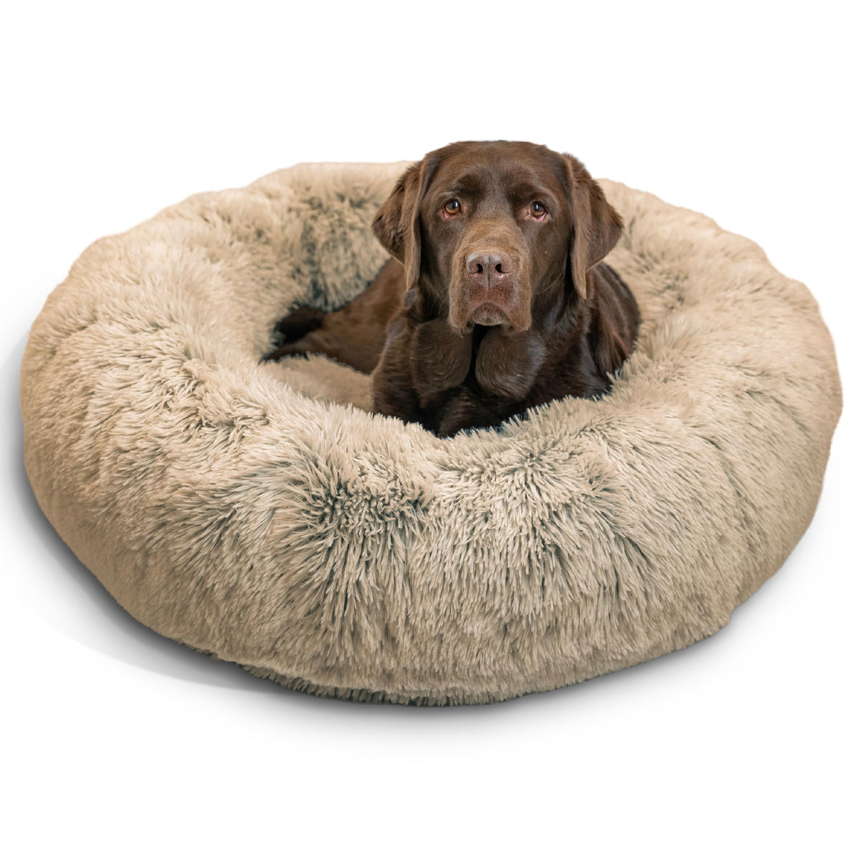 Best Friends by Sheri The Original Calming Donut Dog Bed for Small Dogs up to 25 lbs, Shag Faux Fur, Frost Gray, 23" x 23"