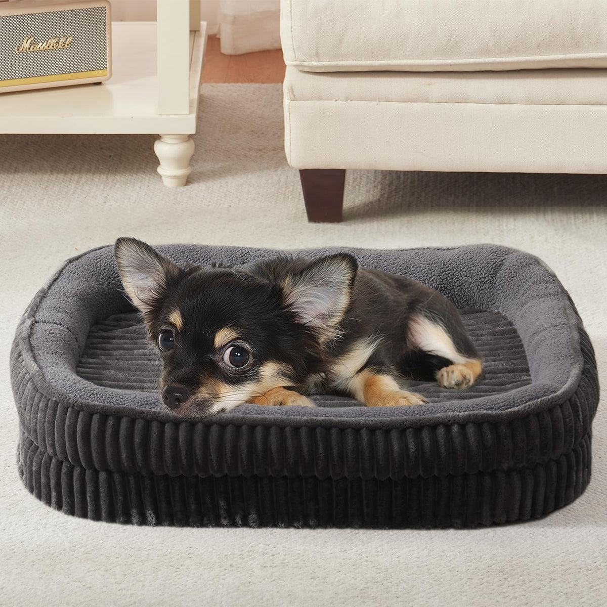 Orthopedic Dog Bed for Medium Dogs Breeds, High Density Egg Crate Foam Dog Sofa Beds,Oval Kennel Bed, Pet Couch Bed with Four Sided Bolster, Removable Washable Cover& Non-Slip Bottom
