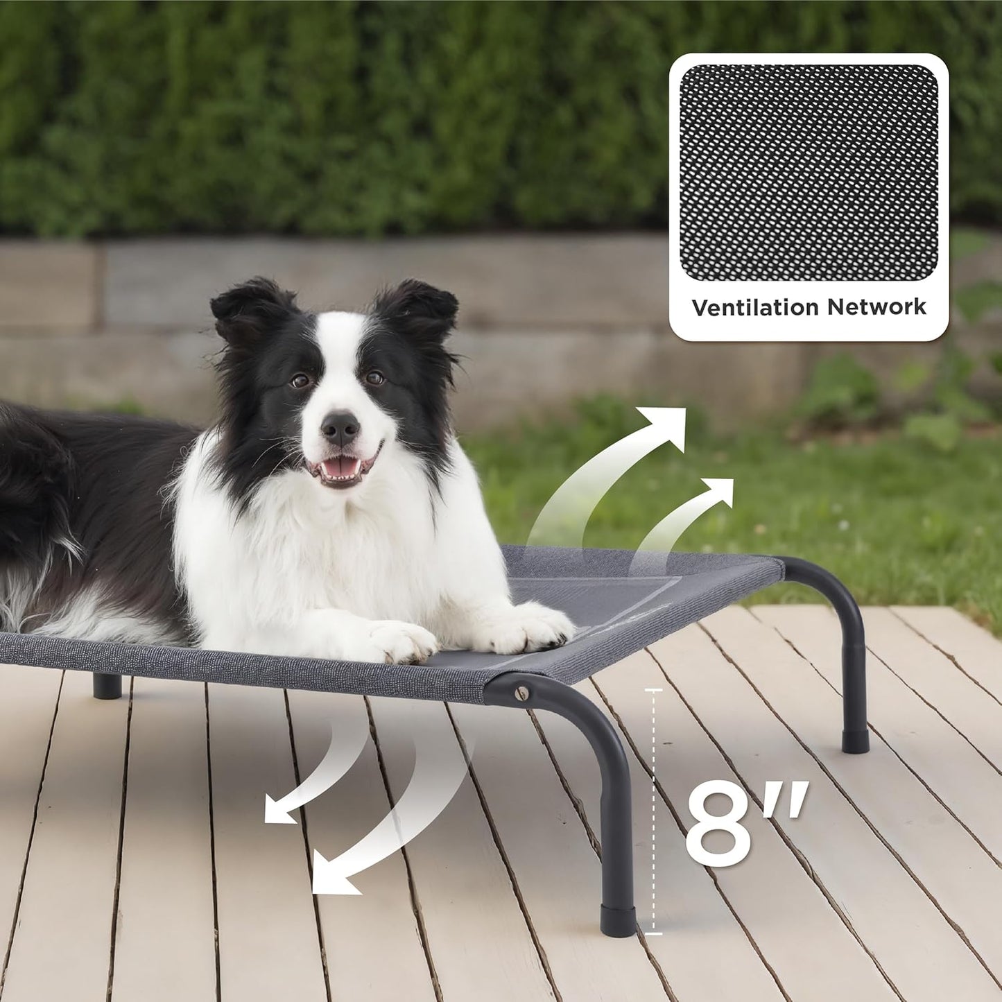 Bedsure Outdoor Elevated Cooling Dog Bed Large Sized Dog, 49in Grey | Portable raised camping pet cot hammock,Breathable Teslin mesh,Weather resistant,For large pets up to 85 lbs,Easy to assemble