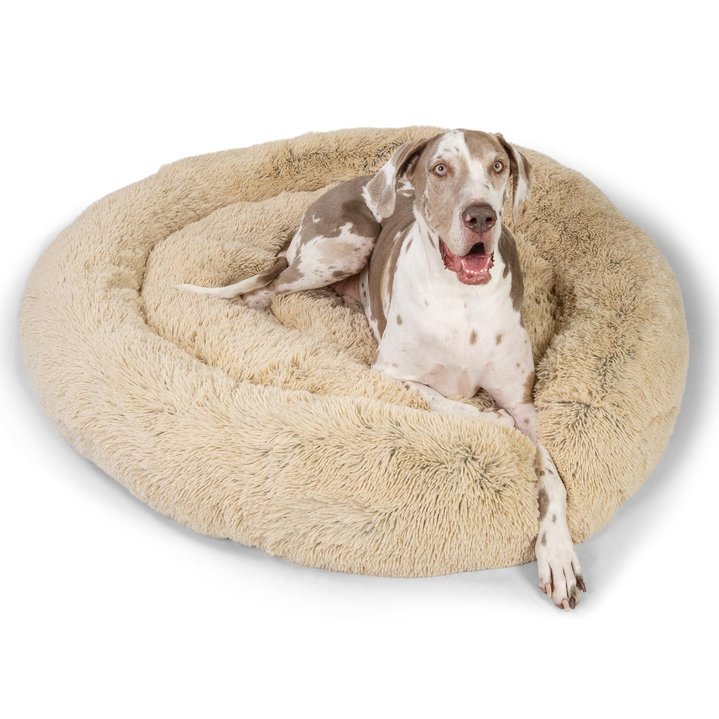 Best Friends by Sheri The Original Calming Donut Dog Bed for Small Dogs up to 25 lbs, Shag Faux Fur, Frost Gray, 23" x 23"