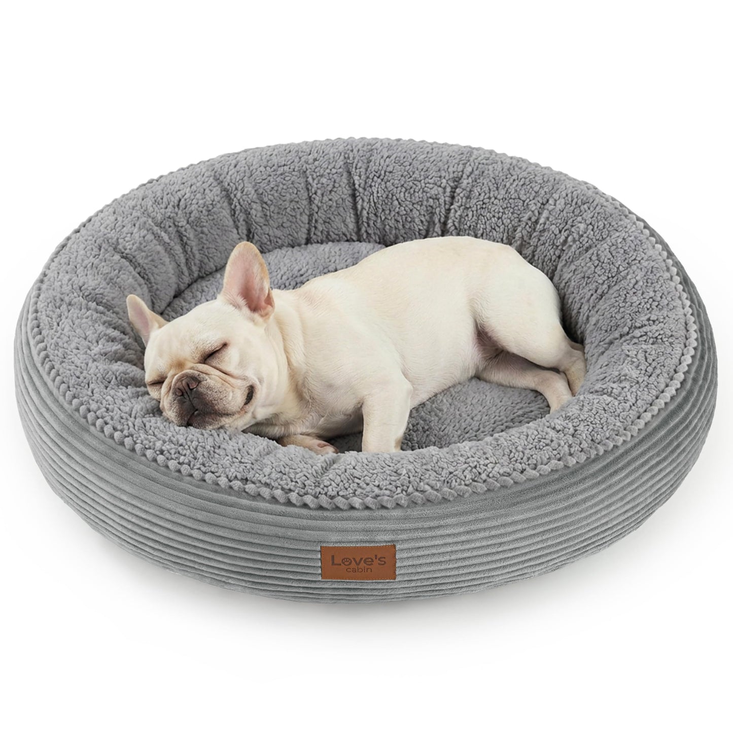 Love's cabin Round Donut Cat and Dog Cushion Bed, 20in Bed for Cats or Small Dogs, Anti-Slip & Water-Resistant Bottom, Super Soft Durable Fabric Pet Beds, Washable Luxury Cat & Dog Bed Gray