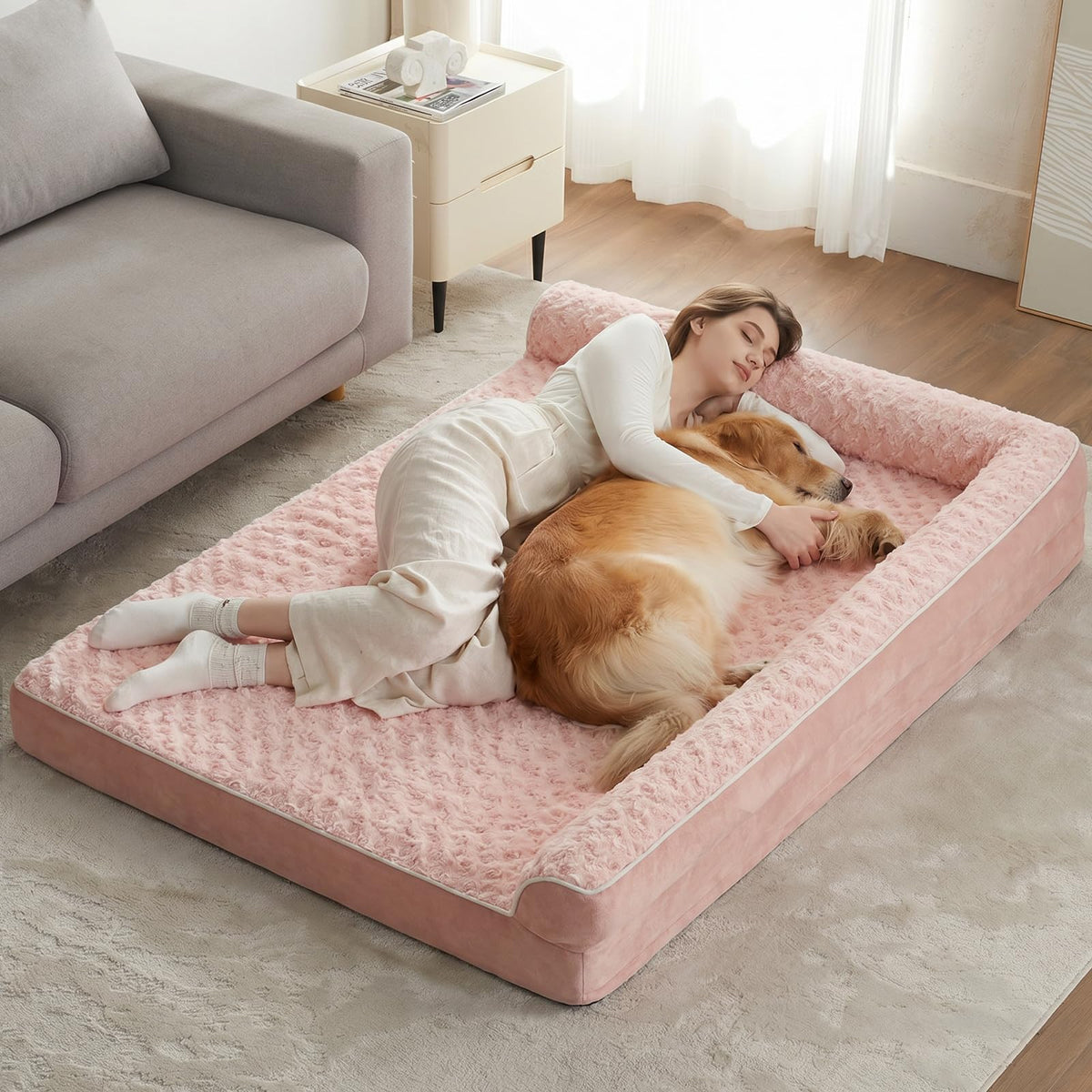 BFPETHOME Orthopedic Dog Beds for Large Dogs-Waterproof Sofa Dog Bed with Removable Washable Cover, Big Pet Bed with Waterproof Lining and Nonskid Bottom,Pet Bed for Large Dogs