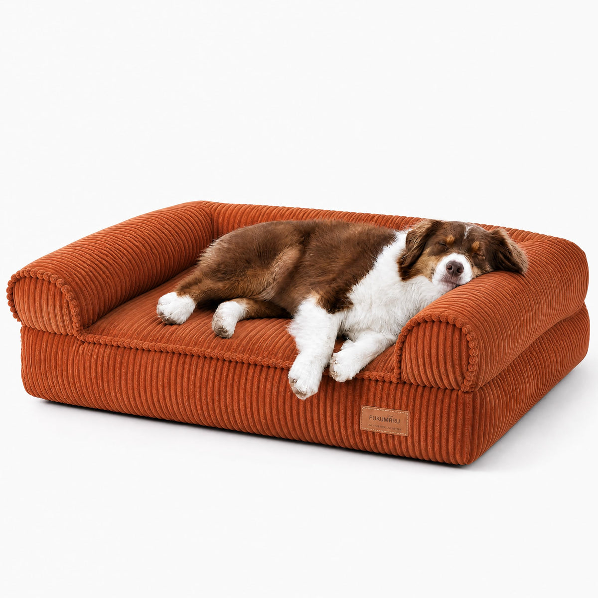 FUKUMARU Dog Couch Bed, Corduroy Cozy Cat Bed for Indoor Cats with Washable Cover, 28in Waterproof Orthopedic Dog Beds Sofa for Small Dogs and Large Cats, Cute Warm Cotton Pet Sofa, Green