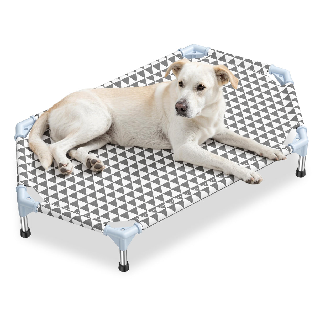Kuntrust Elevated Outdoor Dog Bed Updated Raised Pet Cot Cooling Puppy Bed Lifted Dog Bed for Small Pets|Indoor Detachable Raised Dog Bed with Non-Slip Feet,Double-layer Cloth(S)