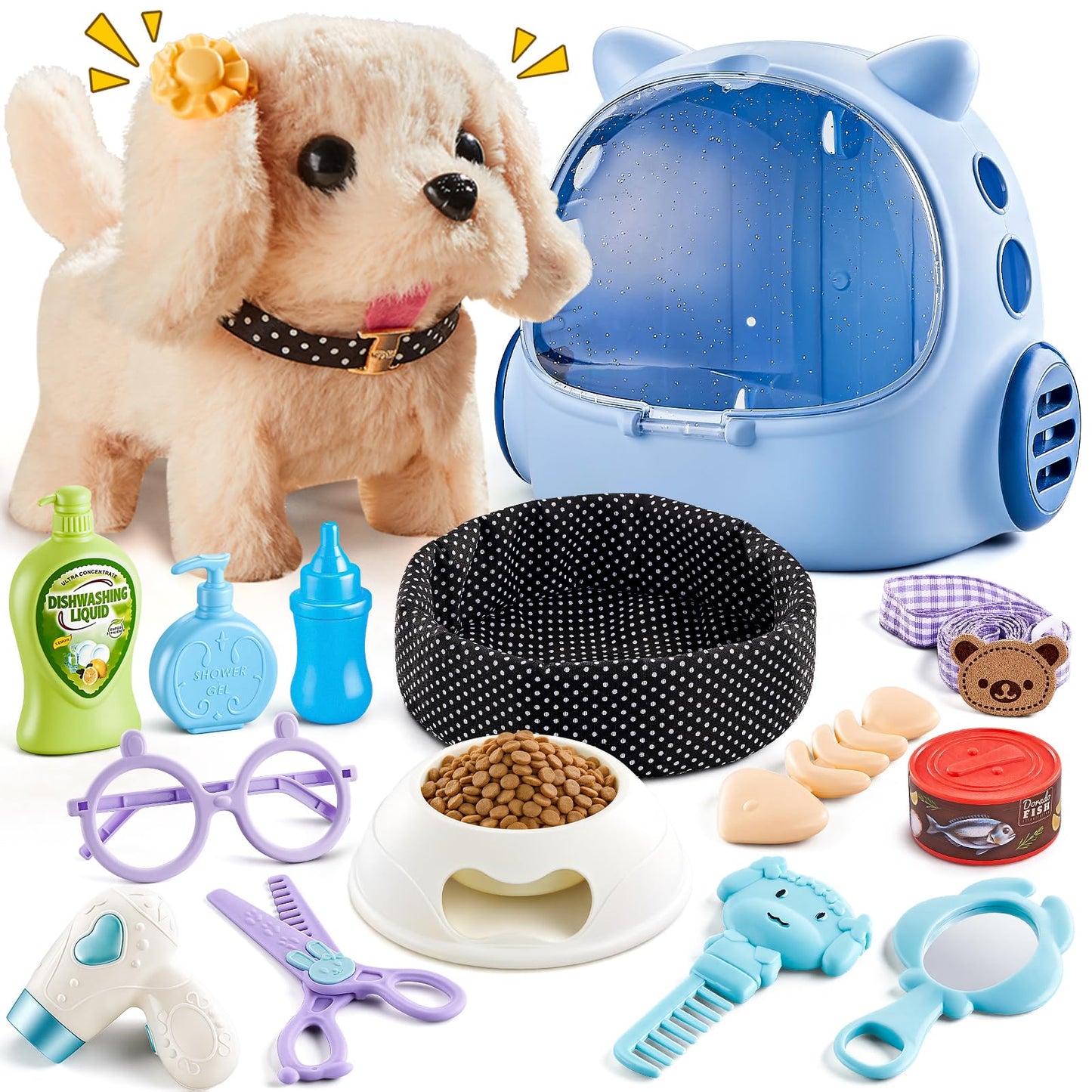 Vanvimen 16 Pcs Robot Dog Toys for Girls, Toys for 3 4 5 6 7 8 Year Old Girls Kids Boys, Realistic Robot Puppy Toddlers Girl Toy for 5-7 6-8, Ideas Birthday Gifts for Girl 3 4 5 6 Year Old