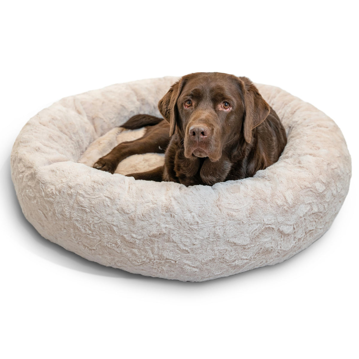Best Friends by Sheri The Original Calming Donut Dog Bed for Small Dogs up to 25 lbs, Shag Faux Fur, Frost Gray, 23" x 23"