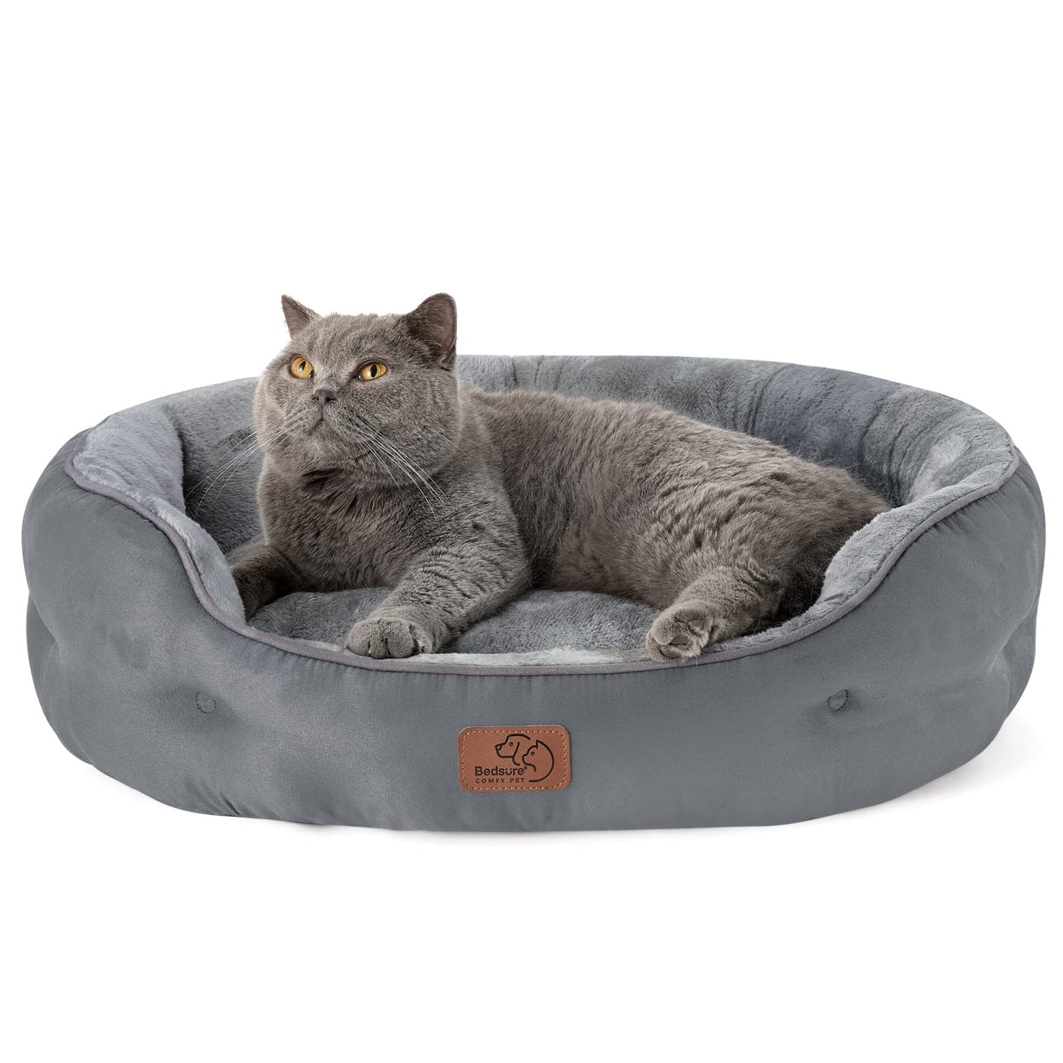 Bedsure Small Dog Bed Washable,Round Cat Beds for Indoor Cats,20in Came | Soft Plush Pet Bed,Dog Beds for Small Dogs for Puppy and Kittens,Anti-Slip Bottom,Easy to Clean