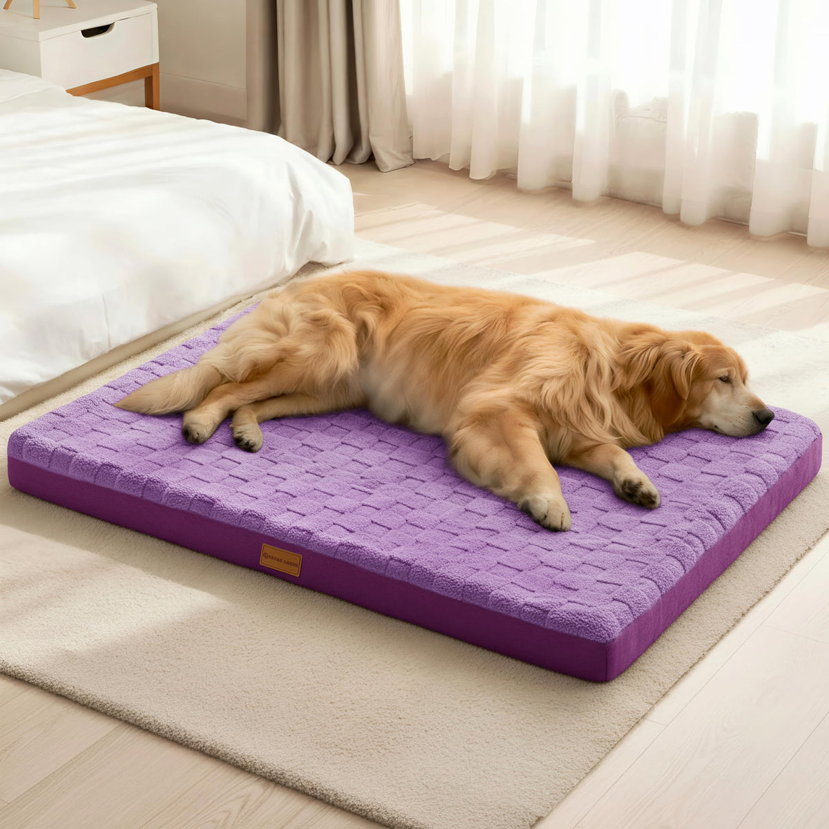 Patas Lague Orthopedic Dog Bed Large Sized Dog 36''X24'', Waterproof Soft Comfortable Egg Crate Foam Large Pet Beds Crate Mat with Removable Washable Cover and Nonskid Bottom, Black