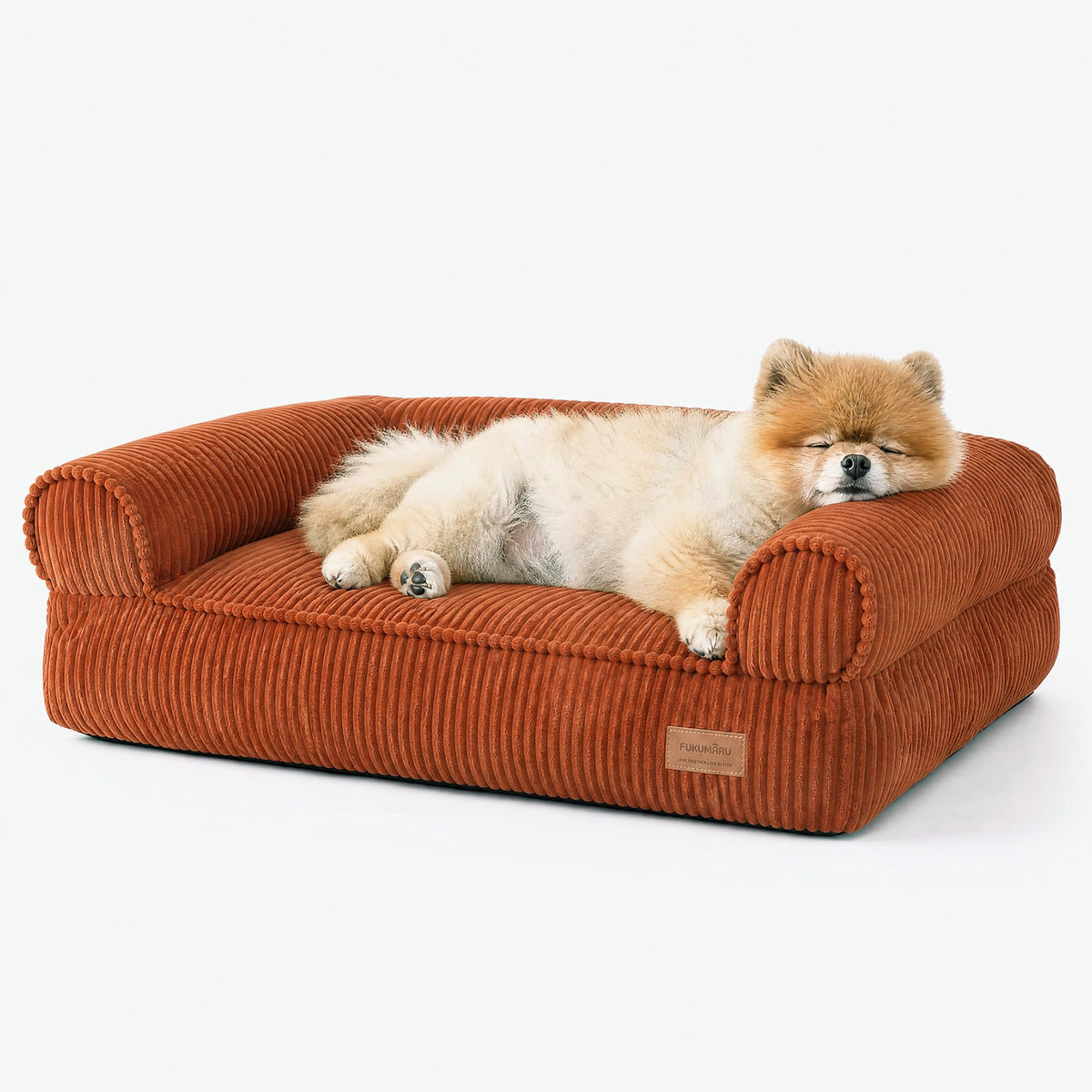 FUKUMARU Dog Couch Bed, Corduroy Cozy Cat Bed for Indoor Cats with Washable Cover, 28in Waterproof Orthopedic Dog Beds Sofa for Small Dogs and Large Cats, Cute Warm Cotton Pet Sofa, Green