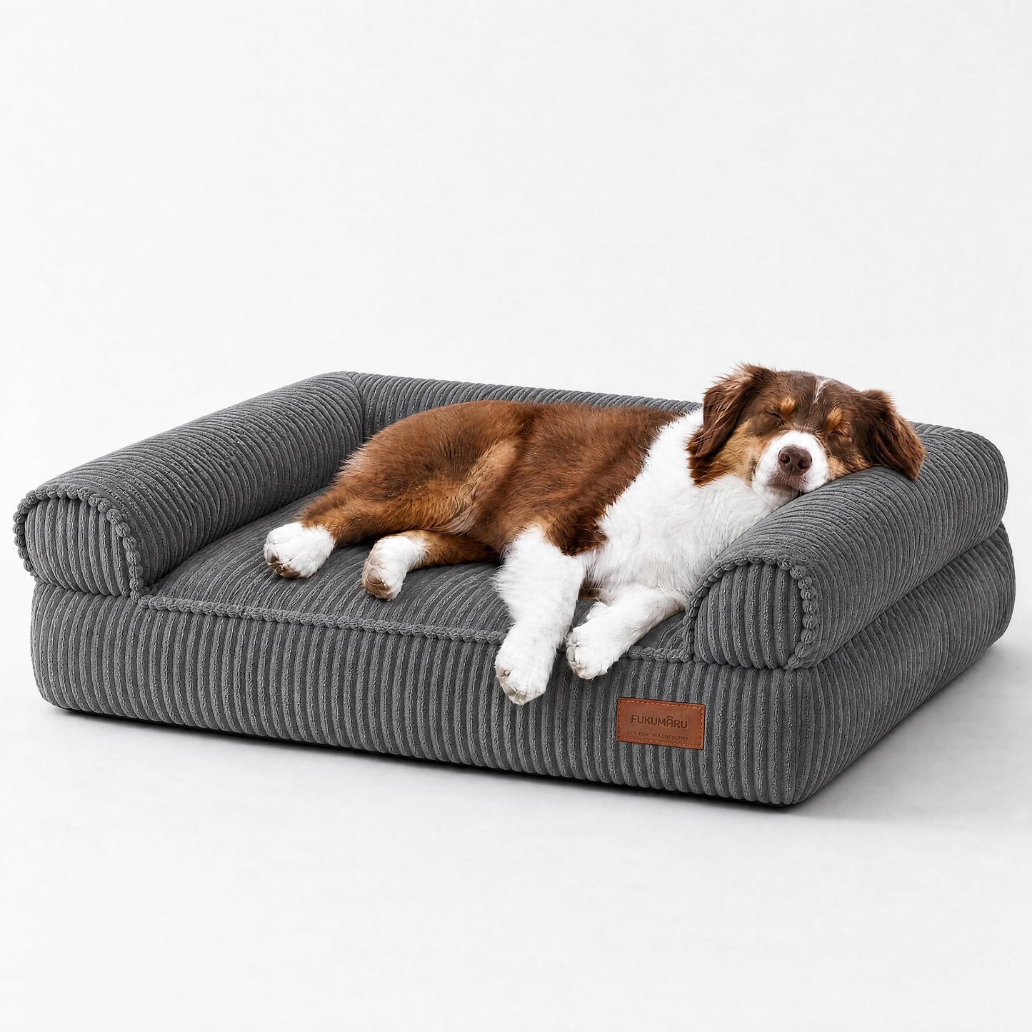 FUKUMARU Dog Couch Bed, Corduroy Cozy Cat Bed for Indoor Cats with Washable Cover, 28in Waterproof Orthopedic Dog Beds Sofa for Small Dogs and Large Cats, Cute Warm Cotton Pet Sofa, Green