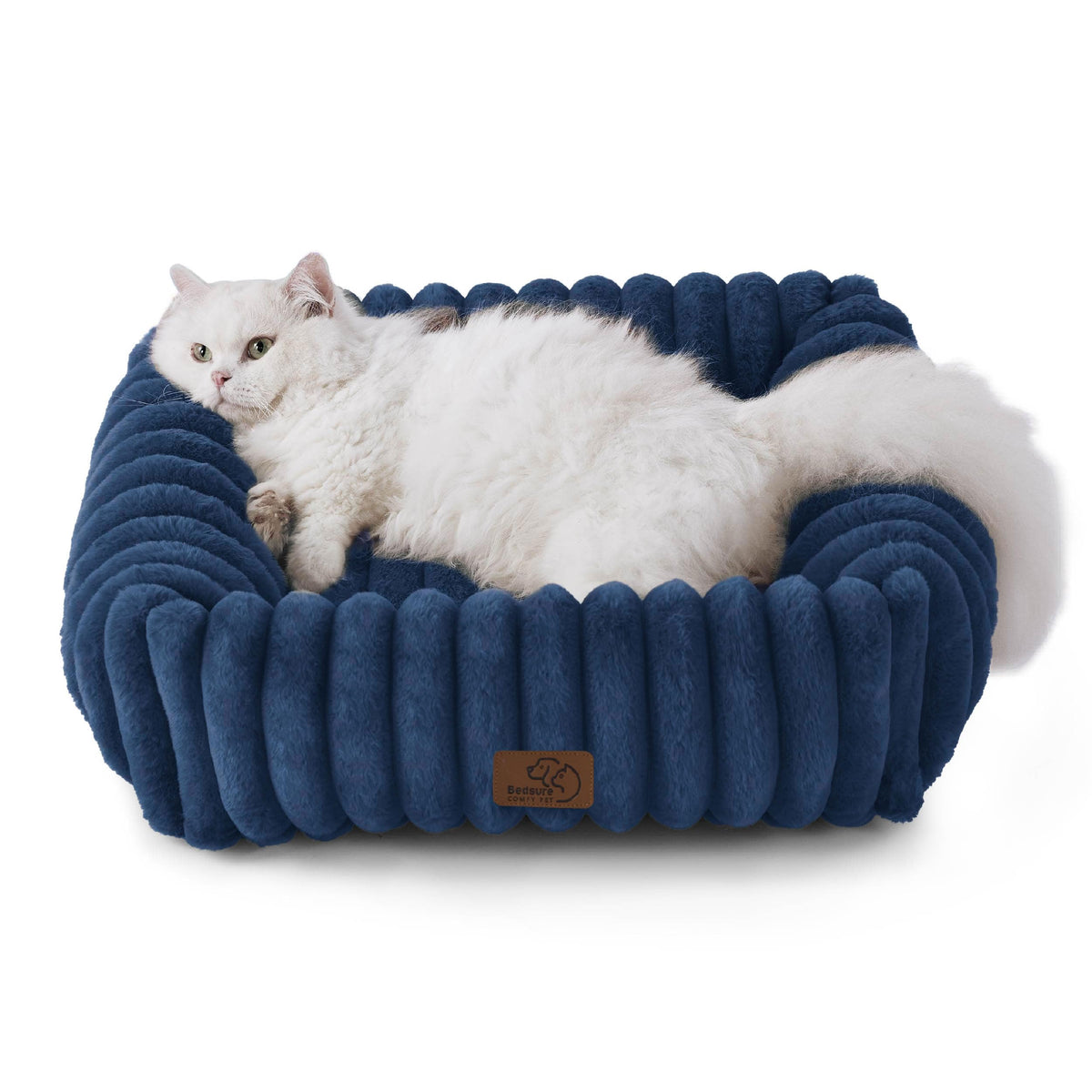 Bedsure ComfyFleece™ Cute Dog Bed for Small Medium Dogs - Washable Furry Puppy Beds, Rectangle Orthopedic Corduroy Fleece Pet Beds with Removable Zipper Cover, 25x21x7inches, Cream