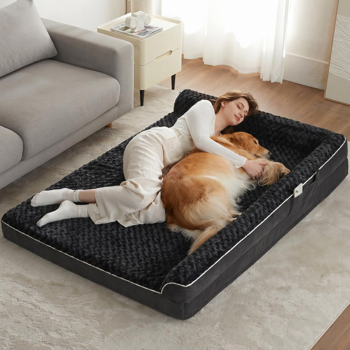 BFPETHOME Orthopedic Dog Beds for Large Dogs-Waterproof Sofa Dog Bed with Removable Washable Cover, Big Pet Bed with Waterproof Lining and Nonskid Bottom,Pet Bed for Large Dogs