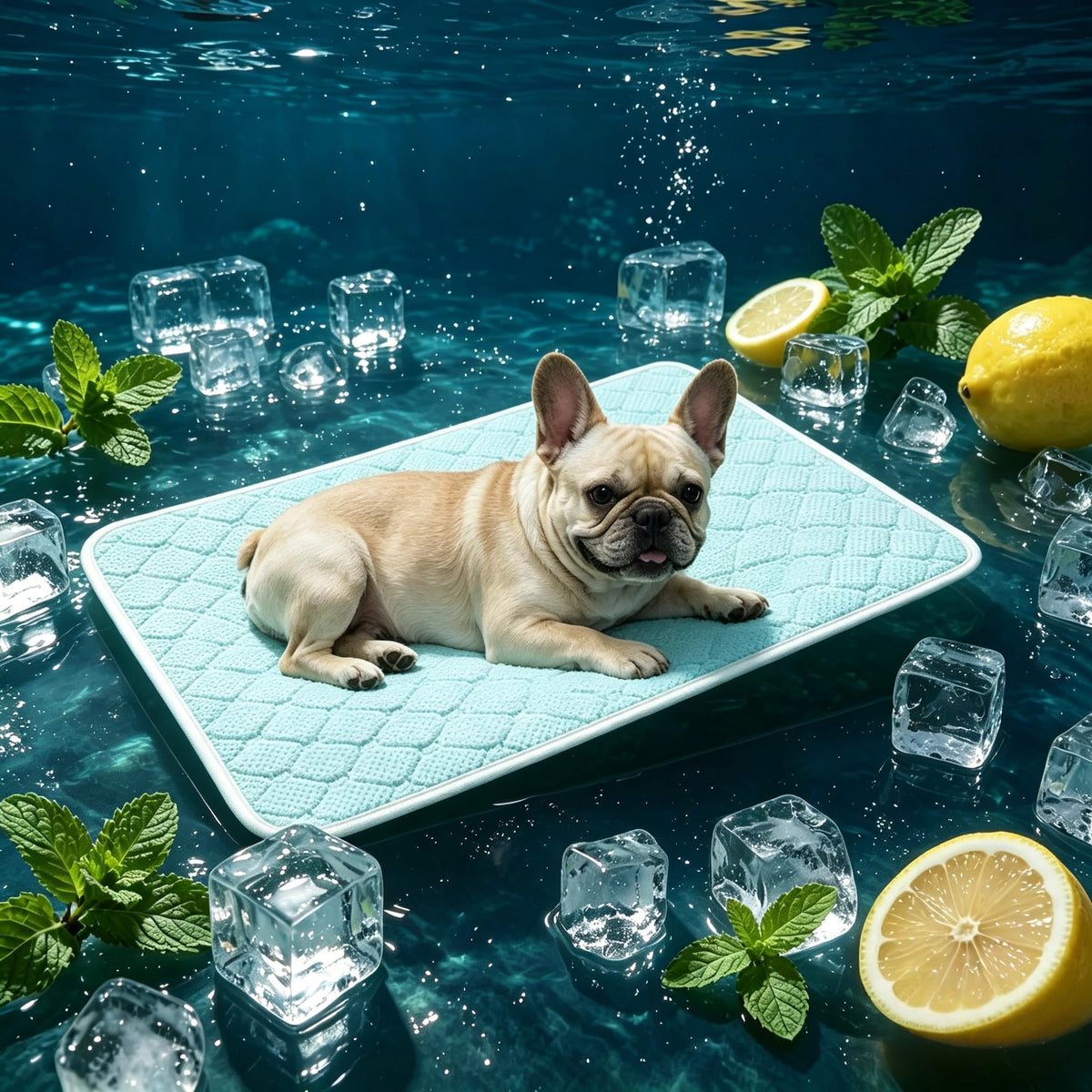Pet Cooling Mat Scratch Resistant QMAX>0.5 Instant 6-12°F Drop No Water or Electricity Needed Self Cooling Crate Mat for Bed, Floor, Car Travel Indoor Outdoor Summer Use Light Blue 24" x 18"