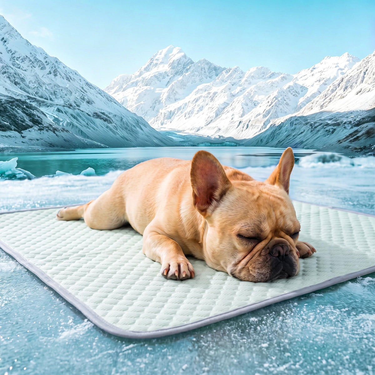 PatiencET Dog Cooling Mat, 22 x 28 in No-Gel Cooling Pad for Small Dogs, Puppies and Cats, Cool Touch Nylon Pet Mat, Washable Summer Dog Mat for Crate, Floor, Sofa, Car, Blue