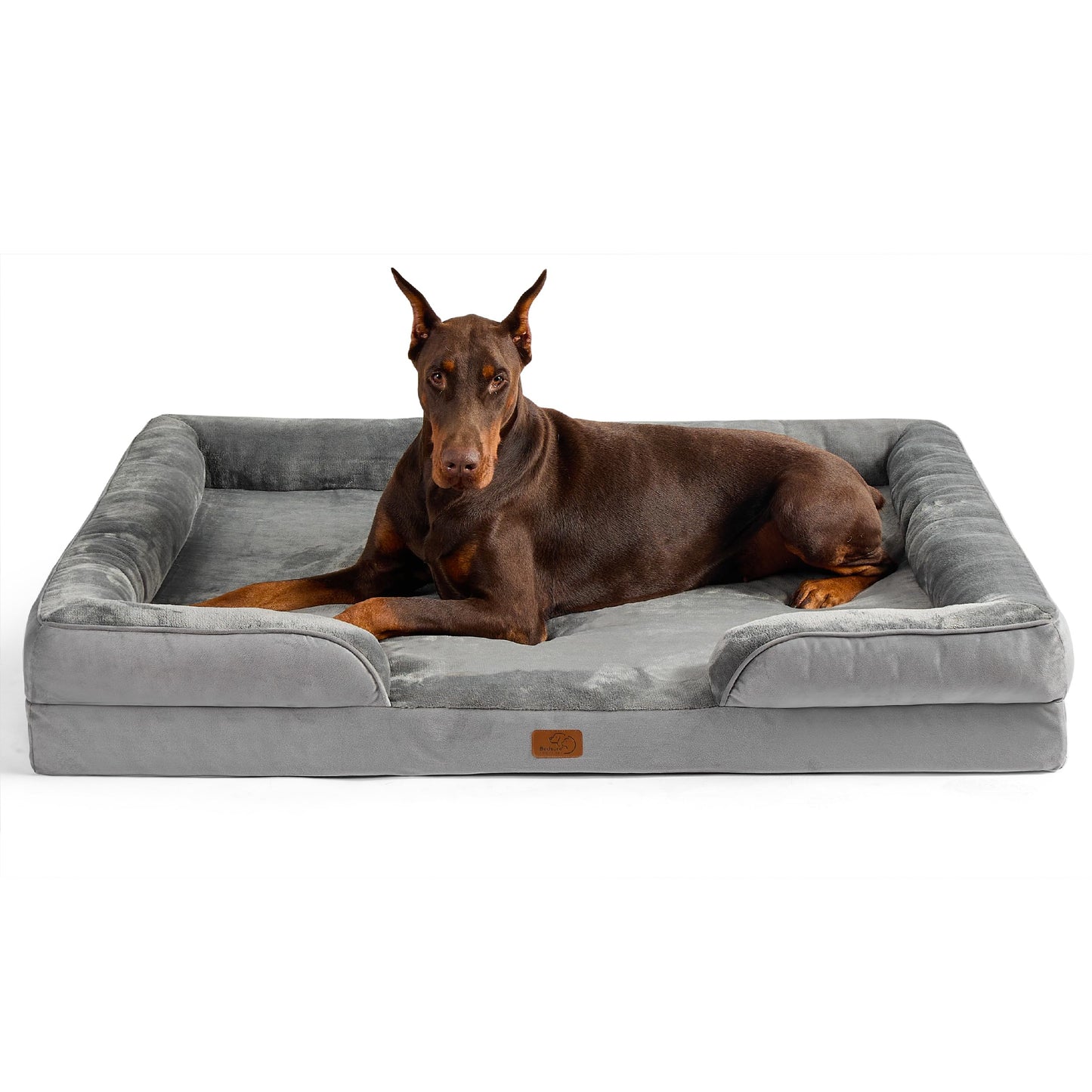 Bedsure Orthopedic Dog Bed Medium Size Dogs - Washable Small Medium Dog Cat Bed Waterproof, Comfort Cats Couch Sofa with Washable Removable Cover, Pets Bed with Nonskid Bottom, Grey, 28"