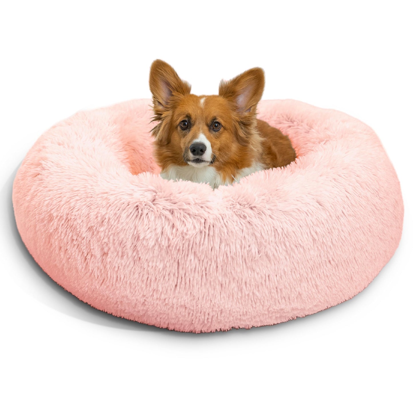 Best Friends by Sheri The Original Calming Donut Dog Bed for Small Dogs up to 25 lbs, Shag Faux Fur, Frost Gray, 23" x 23"
