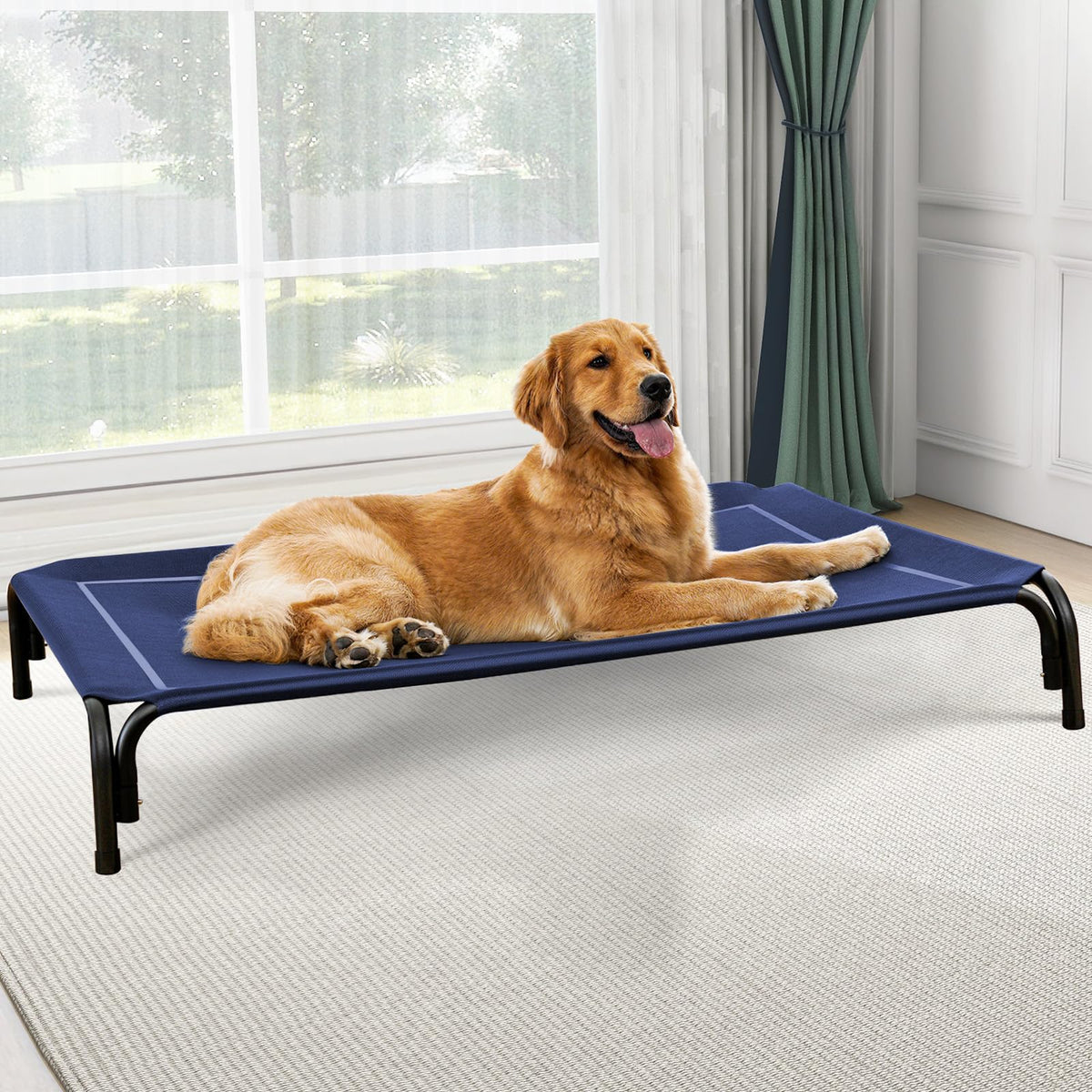 Czpalo Outdoor Elevated Dog Bed for Large Sized Dogs, No-Tool Assembly. | Raised design promotes airflow. Tool-free assembly, easy-to-clean mesh, portable, with anti-skid feet. Indoor/outdoor use.