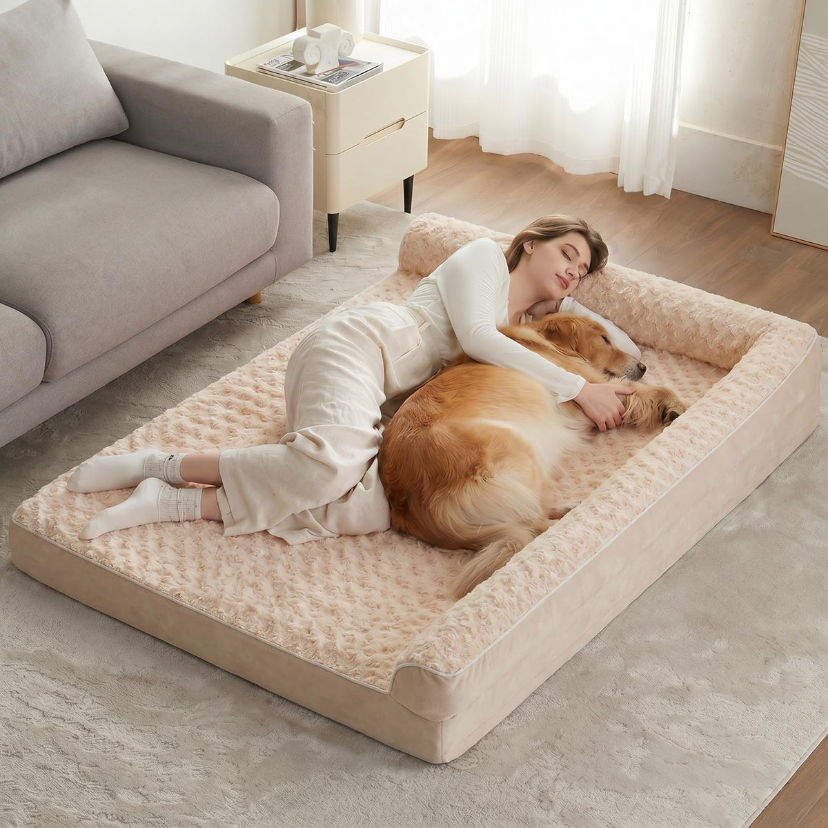 BFPETHOME Orthopedic Dog Beds for Large Dogs-Waterproof Sofa Dog Bed with Removable Washable Cover, Big Pet Bed with Waterproof Lining and Nonskid Bottom,Pet Bed for Large Dogs