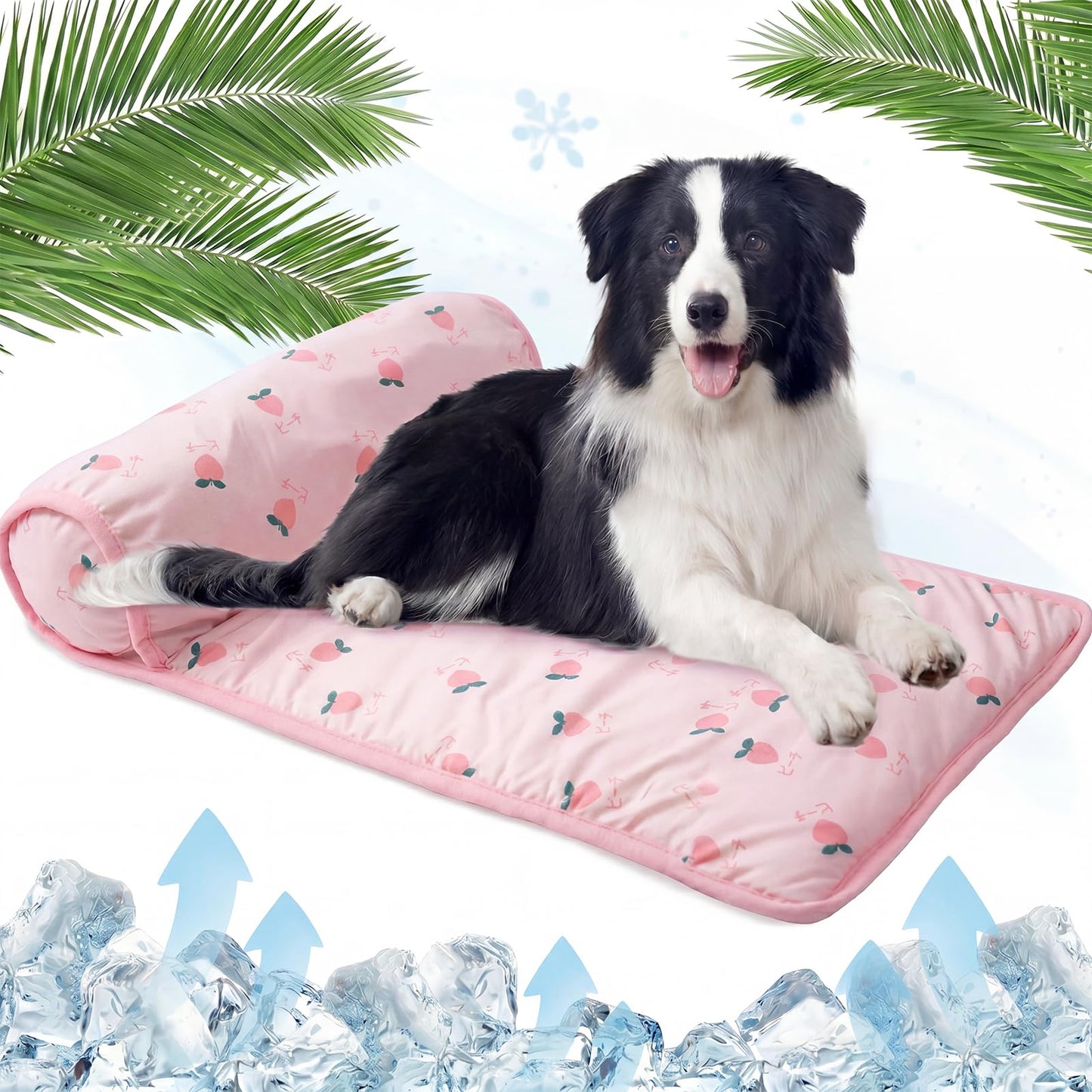 Dog Ice Silk Cooling Mat for Small Medium Dogs & Cats, Blue S | Non-Slip Breathable Cool Pet Pad, Cool Mat with Pillow, Portable Summer Dog Cooling Bed, Indoor Outdoor Travel Use