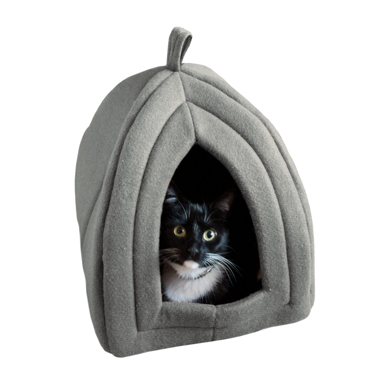 Cat House Indoor Cat Bed with Removable Foam Cushion, Plush Cat Tent Bed for Small Pets, Comfortable Cozy Hideaway for Cats, Kittens, Rabbits, Guinea Pigs, Ferrets, Hedgehogs, by PETMAKER (Blue)
