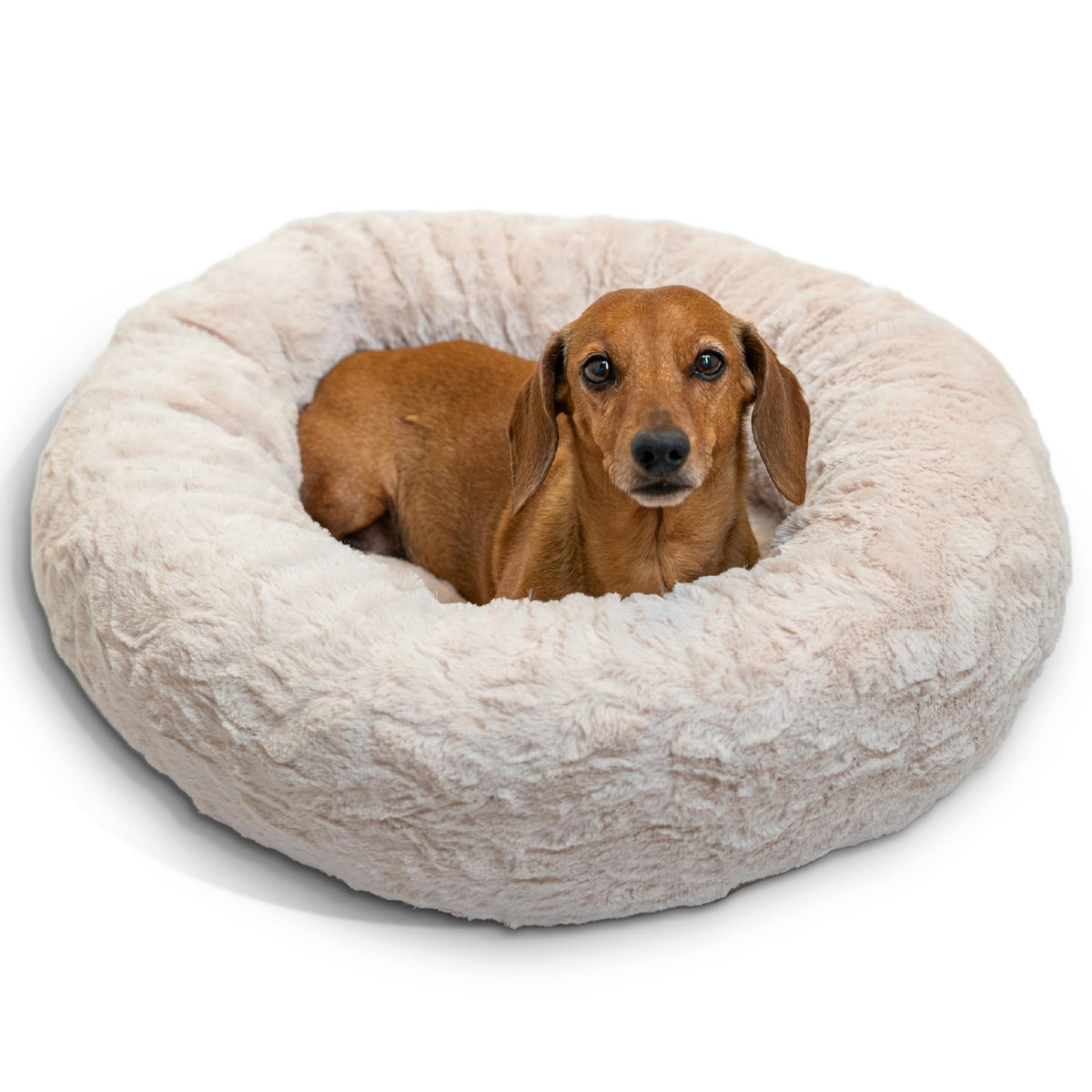 Best Friends by Sheri The Original Calming Donut Dog Bed for Small Dogs up to 25 lbs, Shag Faux Fur, Frost Gray, 23" x 23"