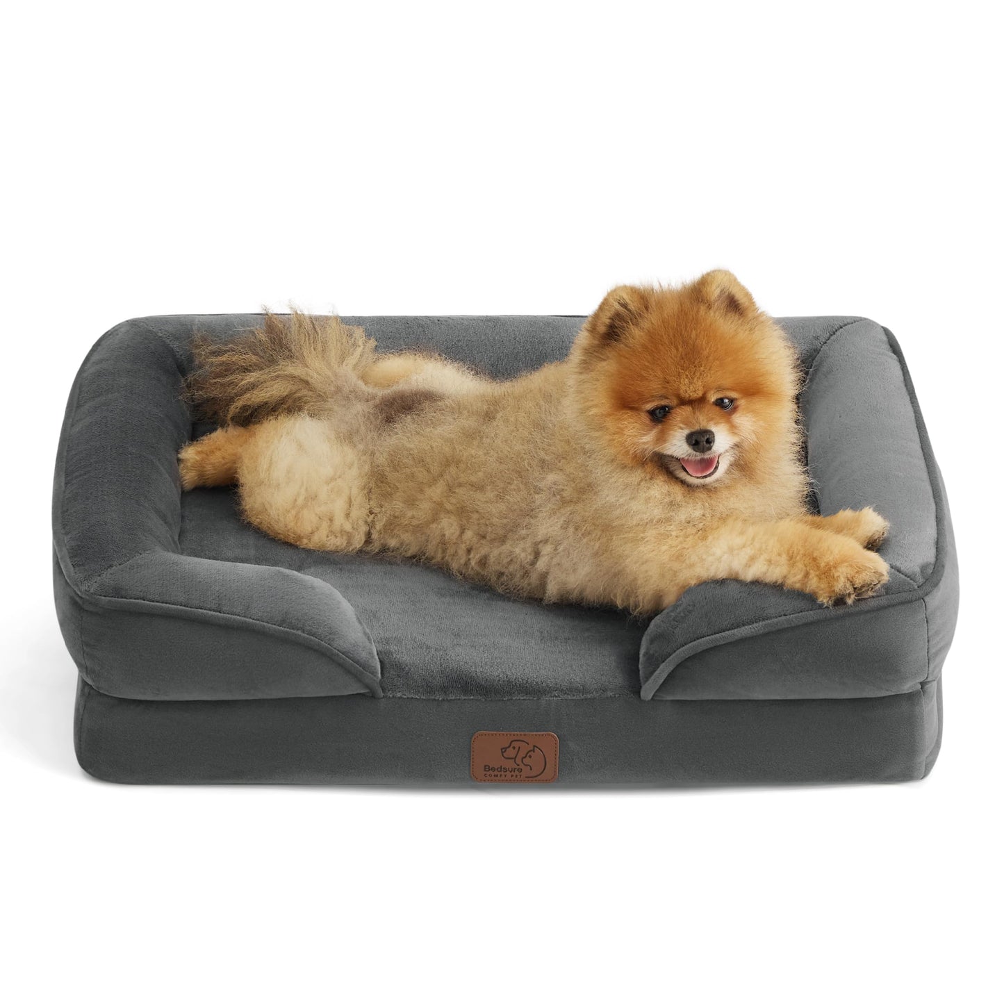 Bedsure Orthopedic Dog Bed Medium Size Dogs - Washable Small Medium Dog Cat Bed Waterproof, Comfort Cats Couch Sofa with Washable Removable Cover, Pets Bed with Nonskid Bottom, Grey, 28"