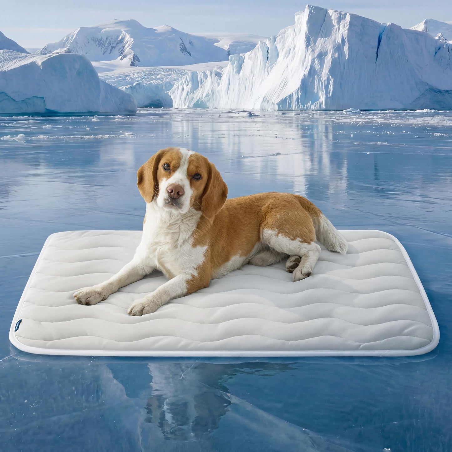 Bedsure Cooling Mat for Large Dogs - Q-Max>0.4 Thin Breathable Cooling Crate Pad Indoor for Pet with Chill Cool Fiber as Cooling Topper，Portable Washable Kennel Mat in Outdoor Summer, 35x23, Blue