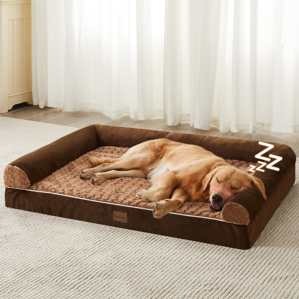 BFPETHOME Orthopedic Washable Dog Beds Large Sized Senior Dog for Comfy Sleeping with Removable Cover, Waterproof Big Soft Pet Couch Bed for Dogs Relax